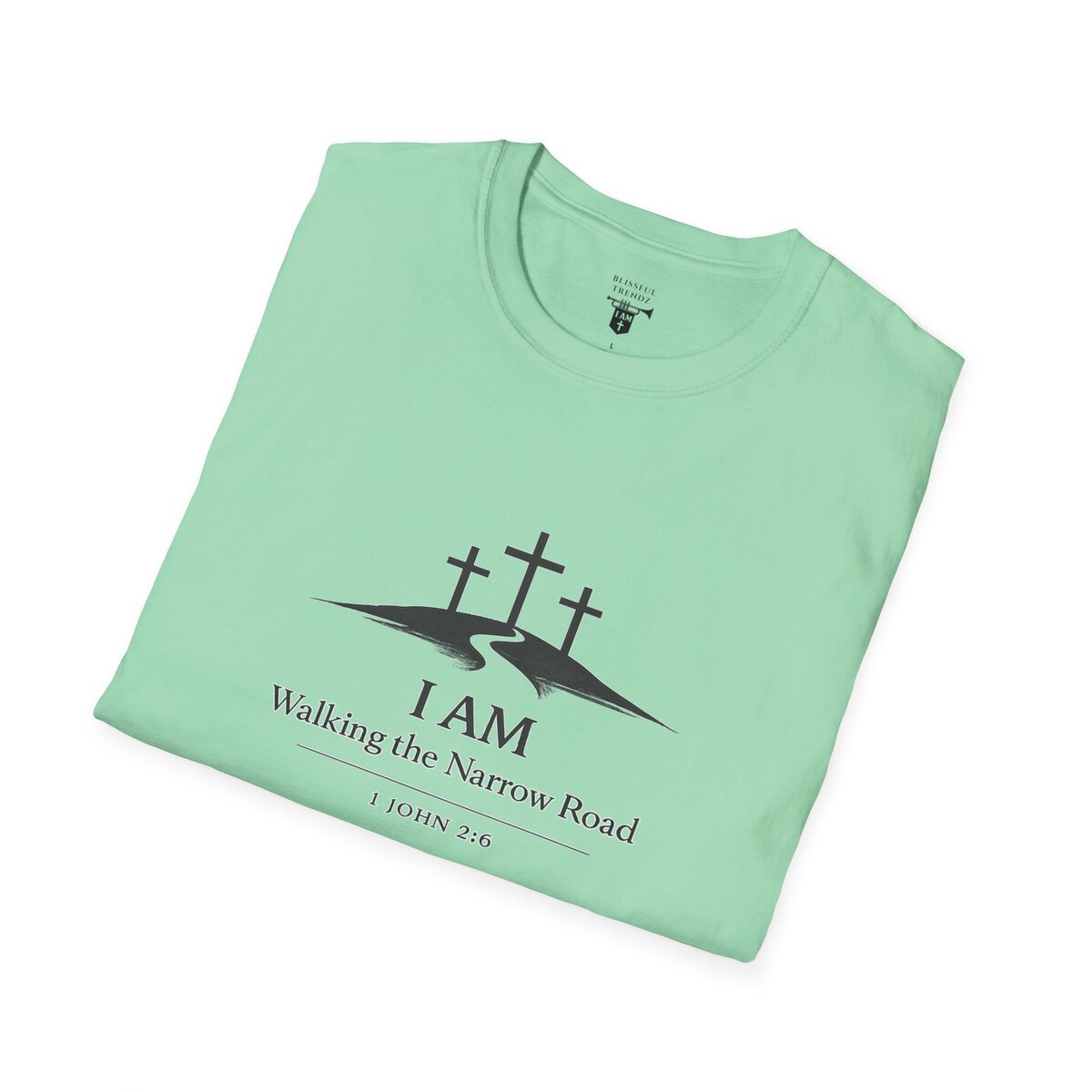 I AM Walking the Narrow Road - 1 JOHN 2:6 - Cross - BLK - Unisex Softstyle T-Shirt - Image 27