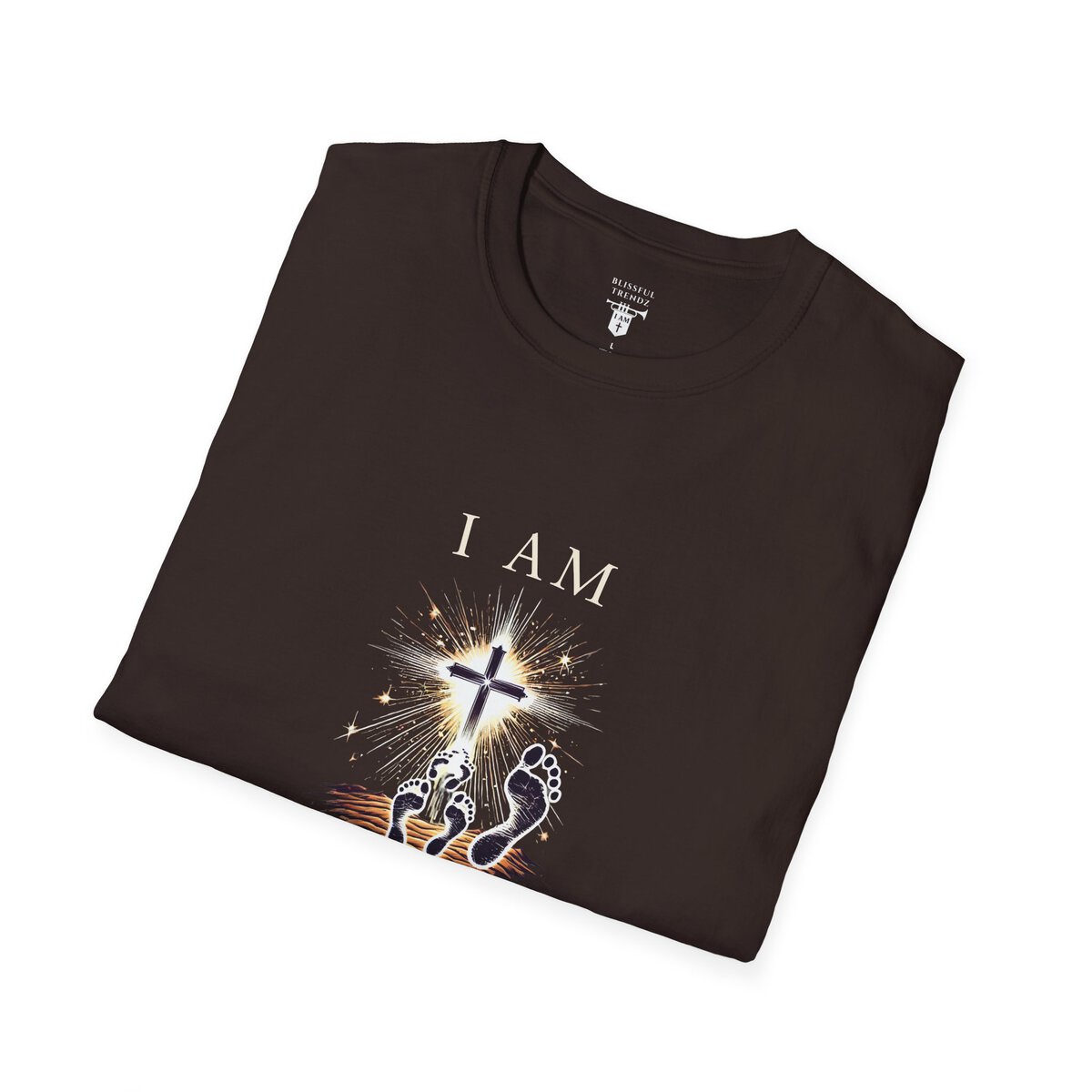 I AM Walking In Resurrection Power - Cross with Footprints - Unisex Softstyle T-Shirt - Image 12