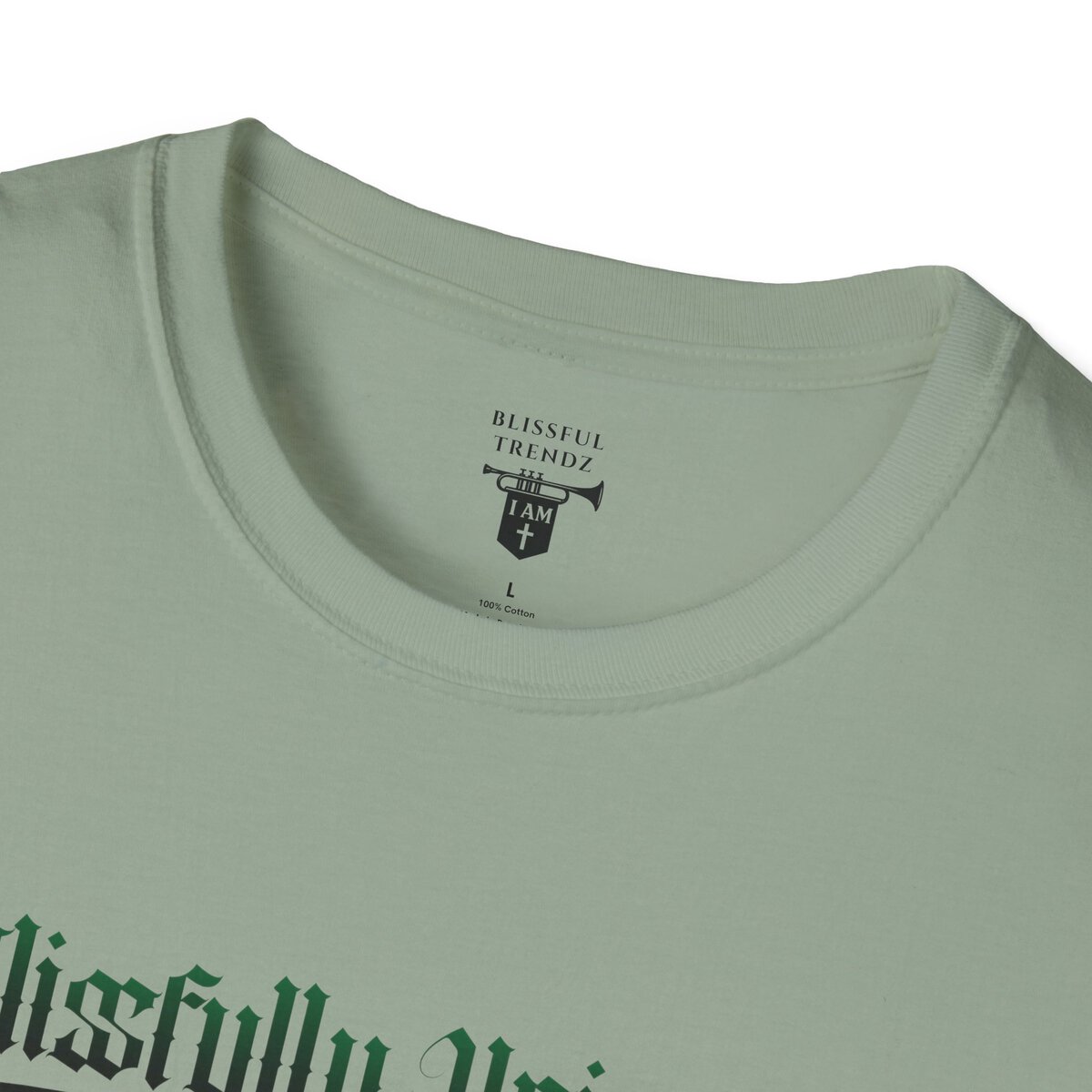 Blissfully Unique - I AM 100% By Design! - Typography - GRN/BLCK - Unisex Softstyle T-Shirt - Image 20