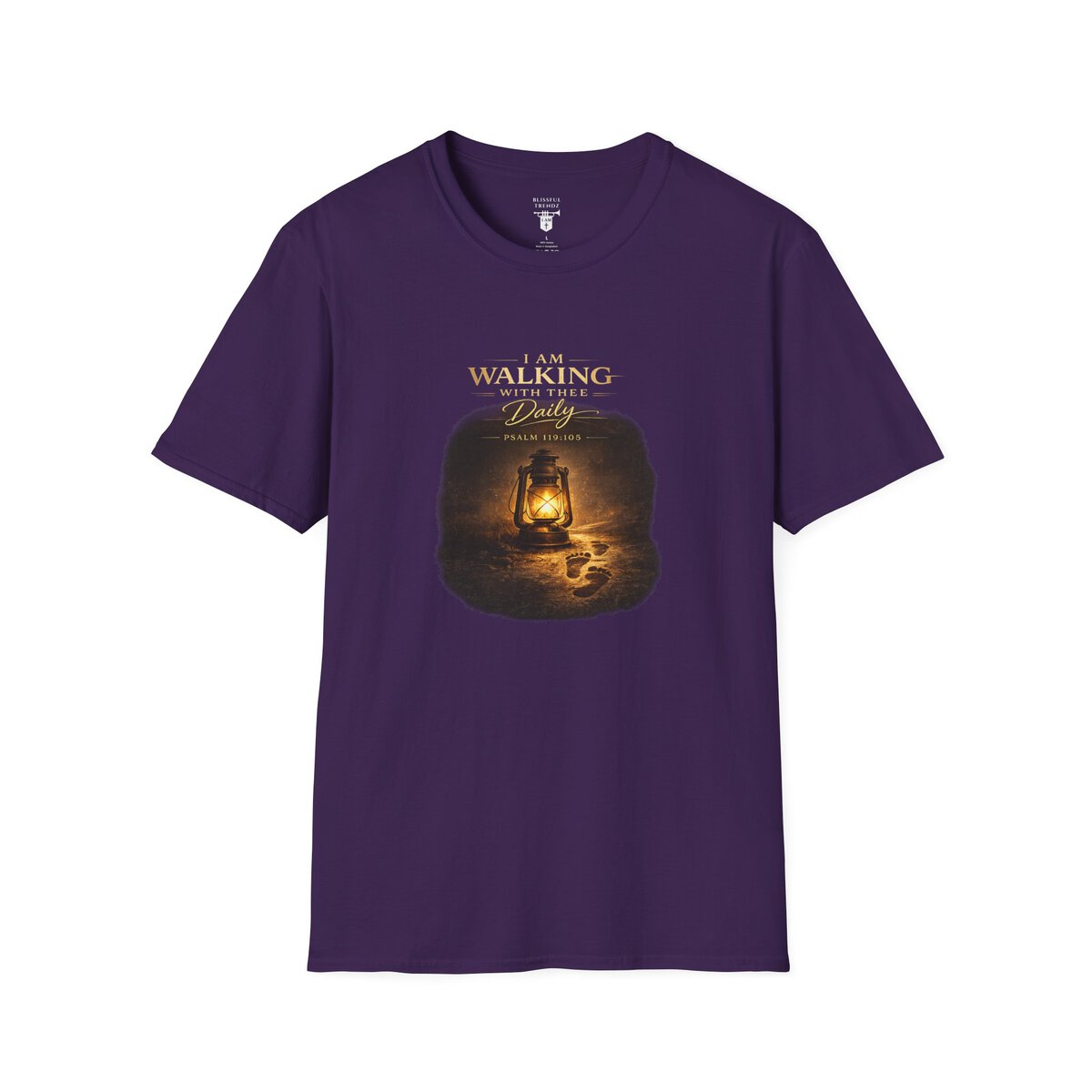 I AM WALKING WITH THEE DAILY - PSALM 119:105 - LANTERN - Unisex Softstyle T-Shirt - Image 34