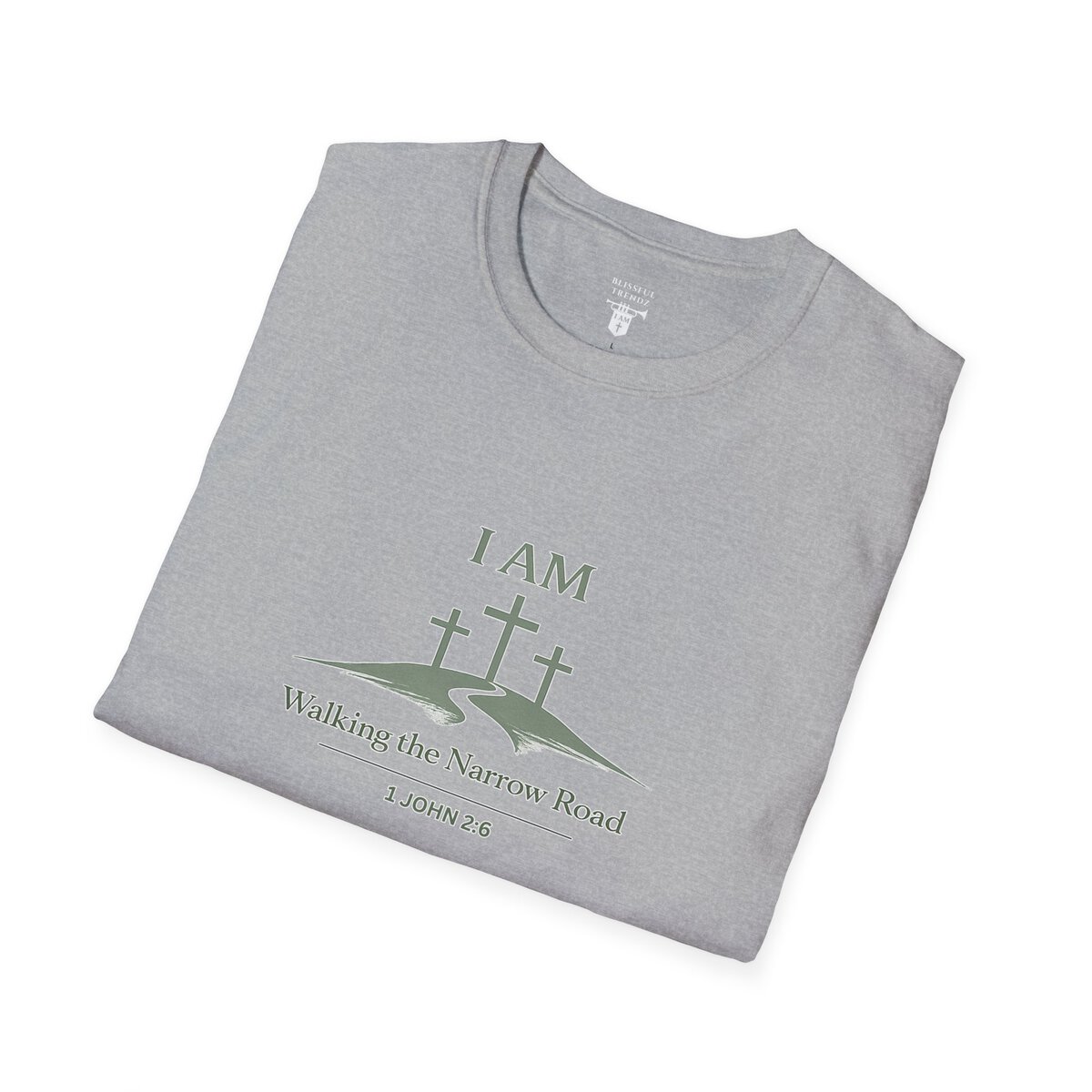 I AM Walking the Narrow Road - 1 JOHN 2:6 - Cross - SGE - Unisex Softstyle T-Shirt - Image 9