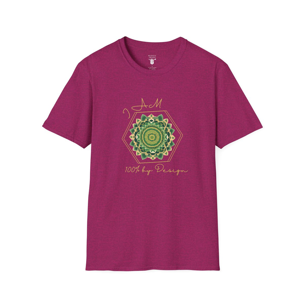 I AM 100% by Design - GRN/GLD - MNDLA - Unisex Softstyle T-Shirt