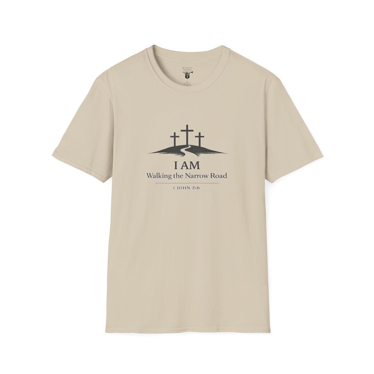 I AM Walking the Narrow Road - 1 JOHN 2:6 - Cross - BLK - Unisex Softstyle T-Shirt - Image 13