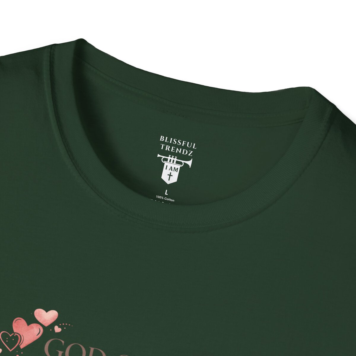 God Says I AM Word Cloud - Heart Motif - Unisex Softstyle T-Shirt - Image 26