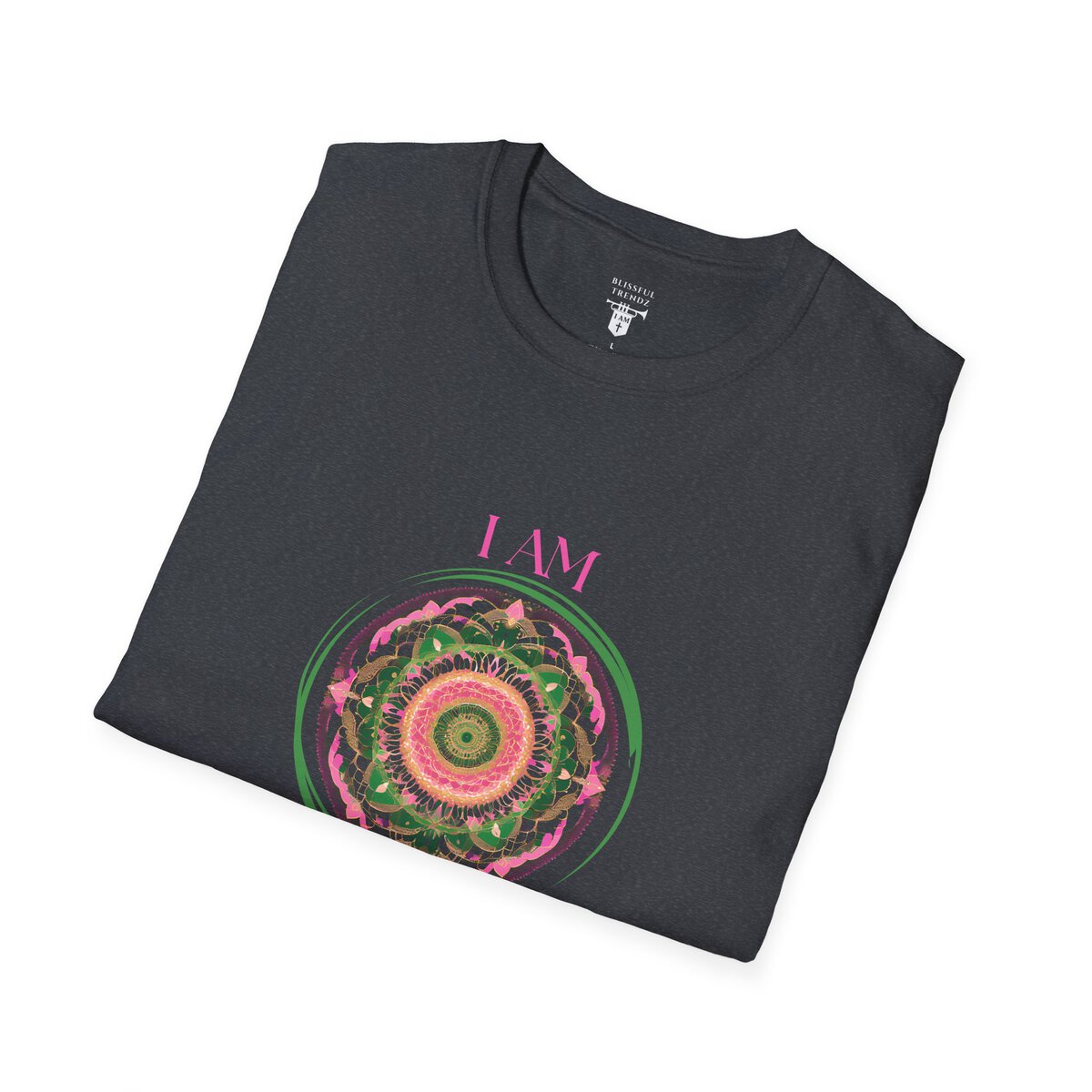 I AM 100% by Design - PNK/GRN MNDLA - Unisex Softstyle T-Shirt - Image 30