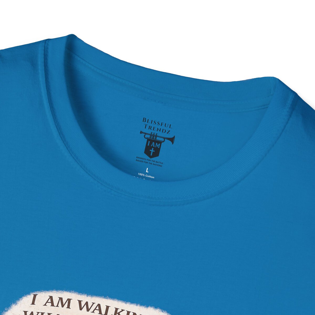 I AM WALKING OUT WHAT WAS WRITTEN - WALK AS HE WALKED - 1 JOHN 2:6 - IMPRINT OF SANDALS W/CROSS - WHT WSHD - Unisex Softstyle T-Shirt - Image 41