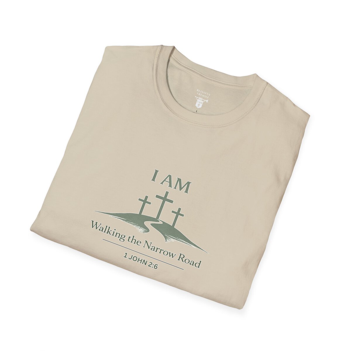 I AM Walking the Narrow Road - 1 JOHN 2:6 - Cross - SGE - Unisex Softstyle T-Shirt - Image 6