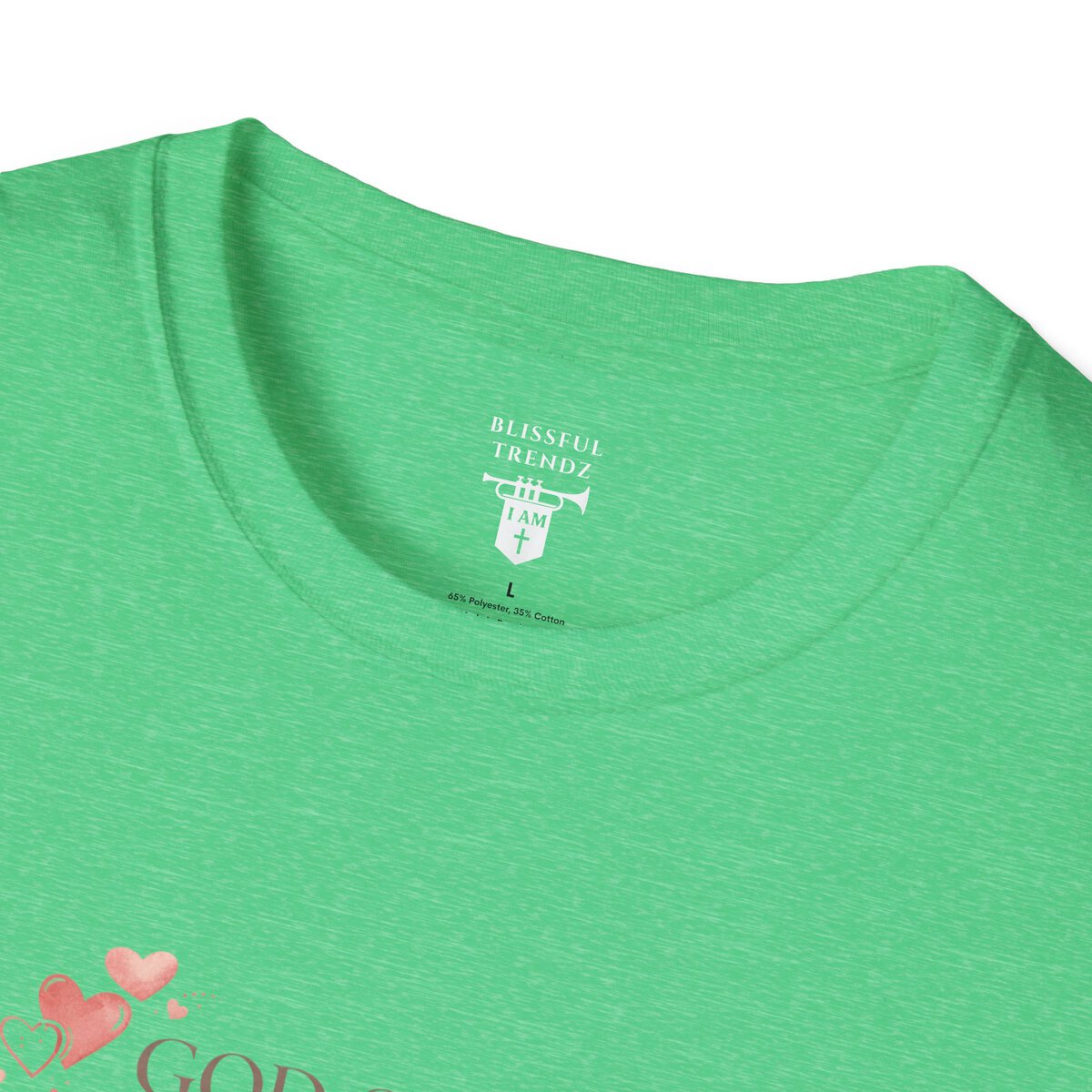 God Says I AM Word Cloud - Heart Motif - Unisex Softstyle T-Shirt - Image 29
