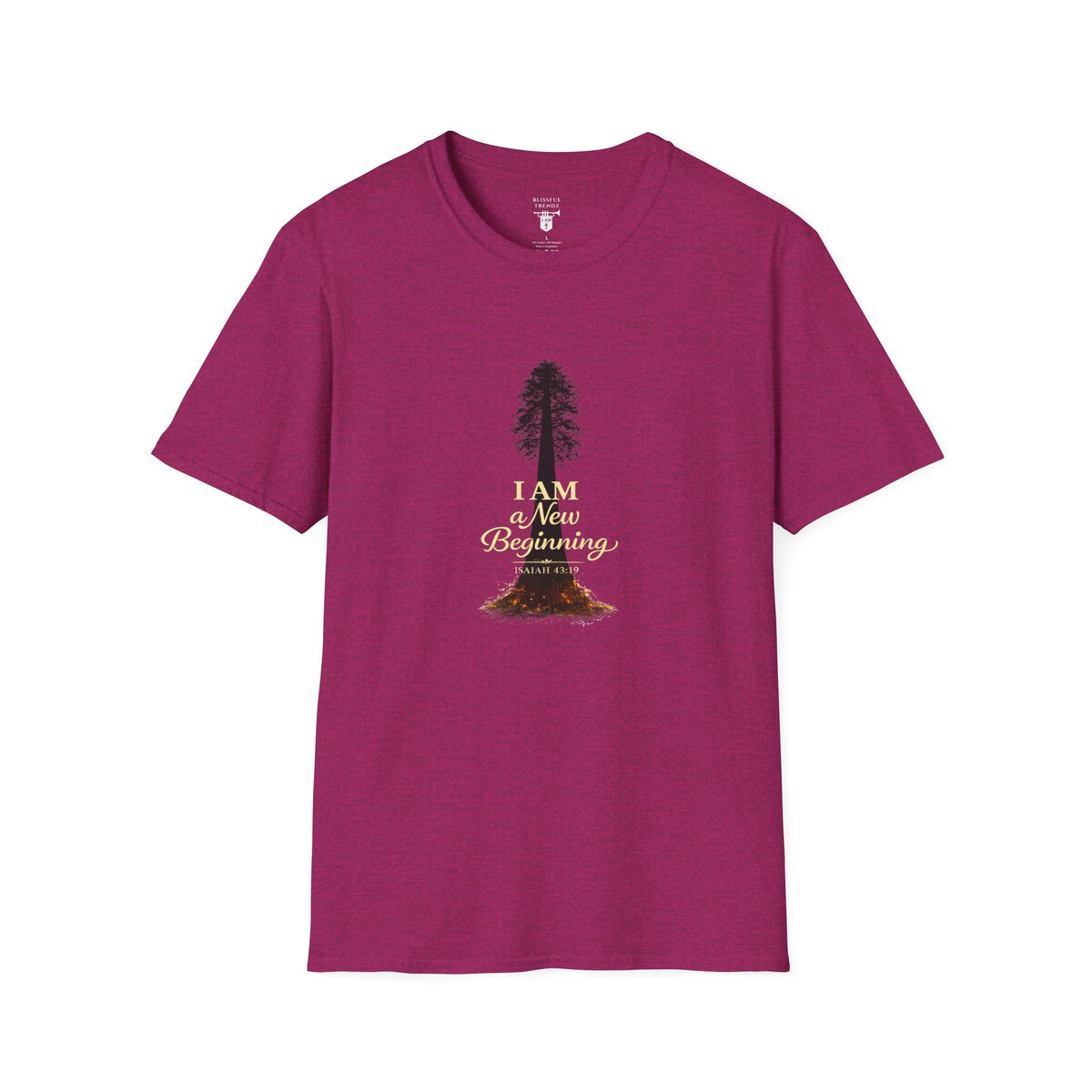 I Am a New Beginning - ISAIAH 43:19 - Sequoia Tree - Unisex Softstyle T-Shirt - Image 13