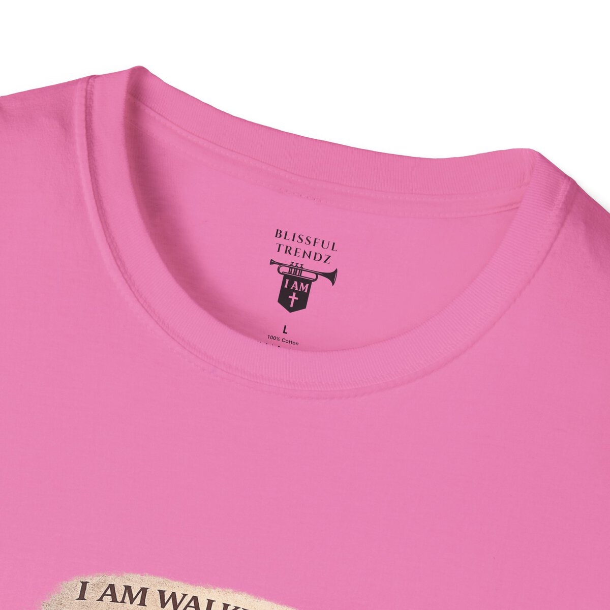 I AM WALKING OUT WHAT WAS WRITTEN - WALK AS HE WALKED - 1 JOHN 2:6 - IMPRINT OF SANDALS W/CROSS - MNCHRM - Unisex Softstyle T-Shirt - Image 47