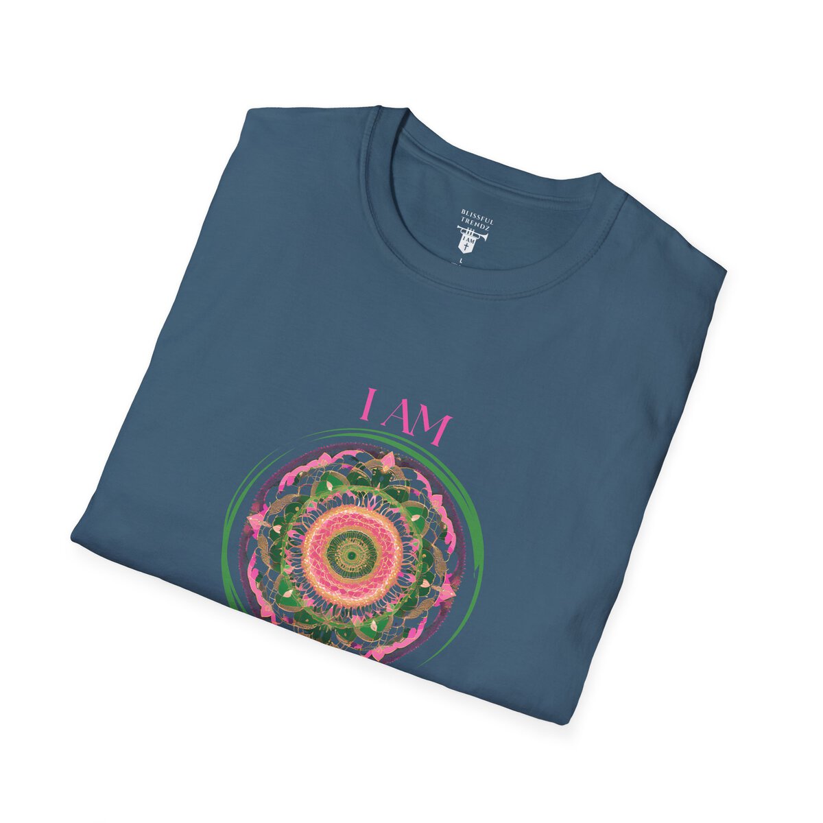 I AM 100% by Design - PNK/GRN MNDLA - Unisex Softstyle T-Shirt - Image 18