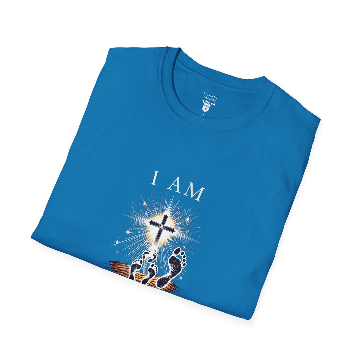 I AM Walking In Resurrection Power - Cross with Footprints - Unisex Softstyle T-Shirt - Image 24