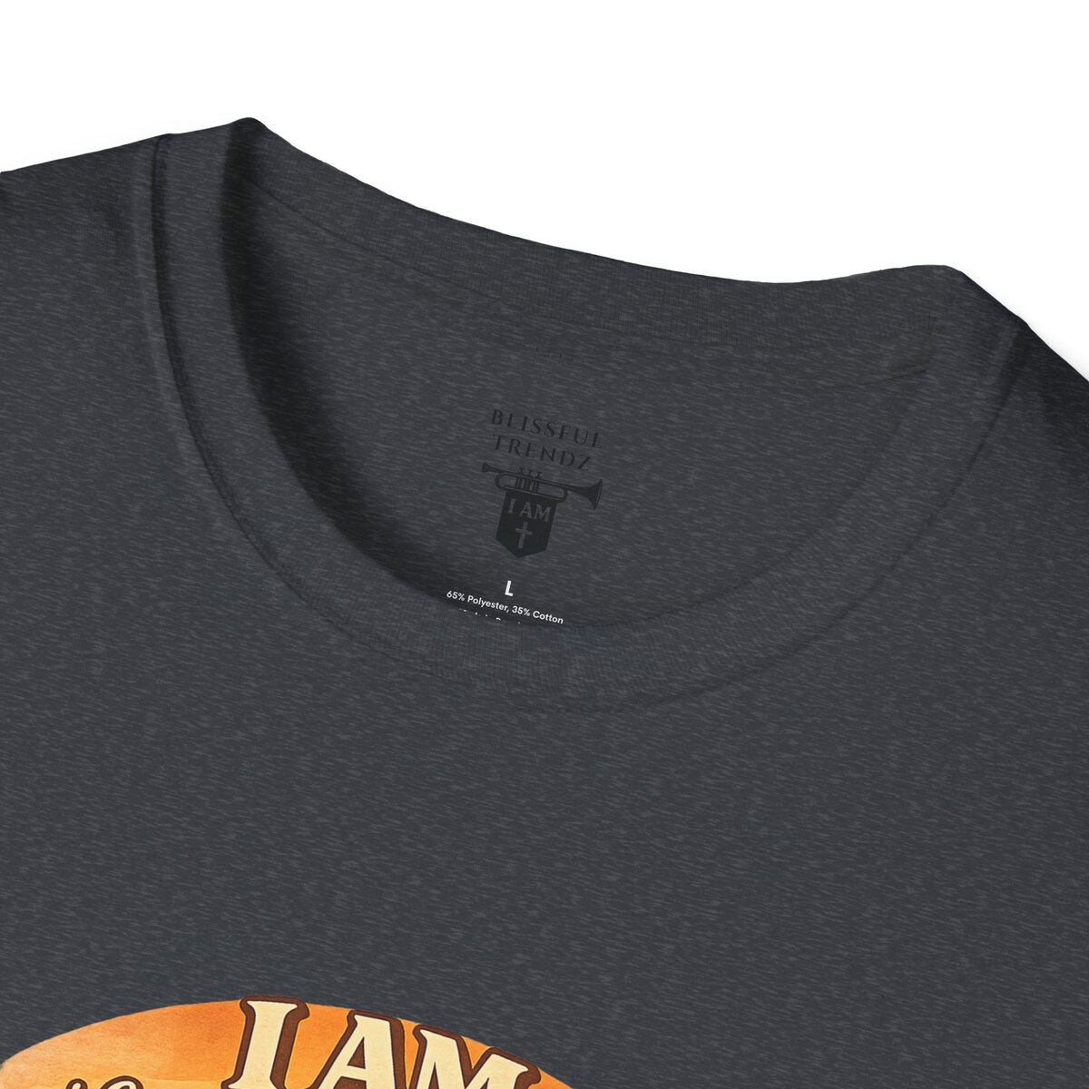 I AM Living A Christlike Life. I AM Walking Out What Was Written. A Journey From Conformity to Christ. - PSALM 40:7-8 - Scroll - Retro Sunset Grad - Unisex Softstyle T-Shirt - Image 47