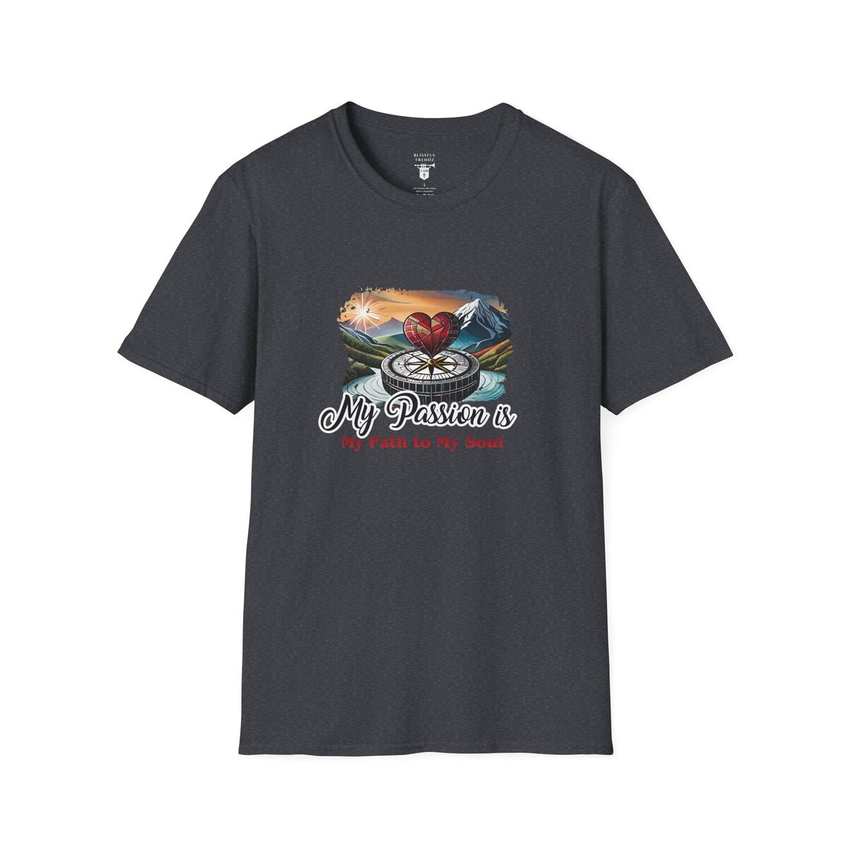 My Passion is My Path to My Soul - Compass with Heart - Unisex Softstyle T-Shirt - Image 37