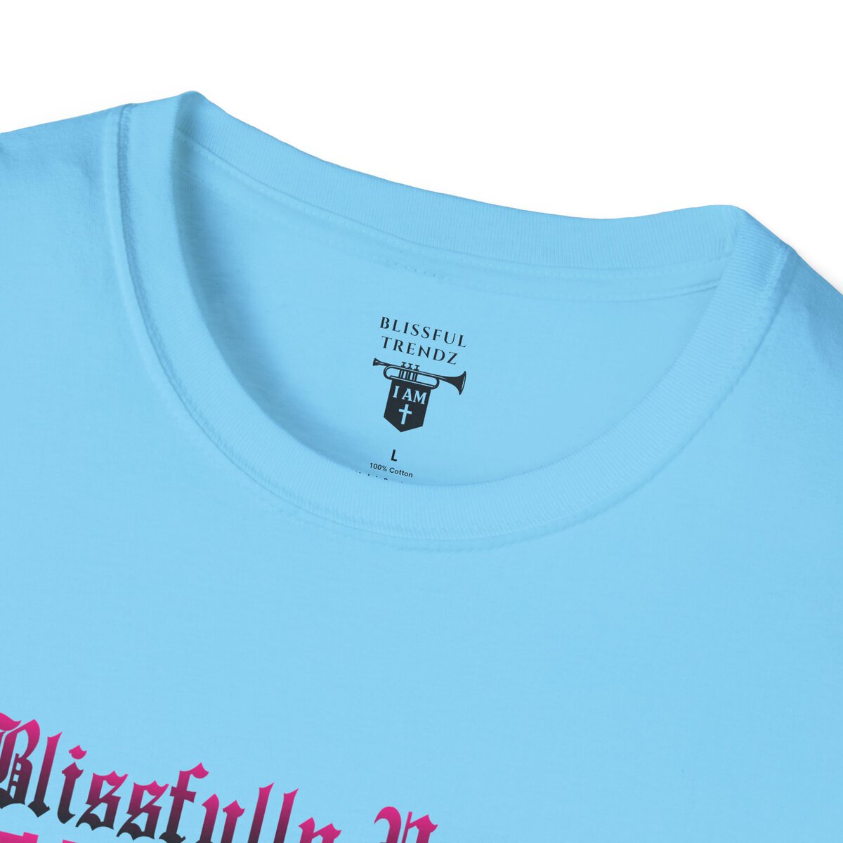 Blissfully Unique - I AM 100% by Design - Typography - DRK PNK - Unisex Softstyle T-Shirt - Image 32