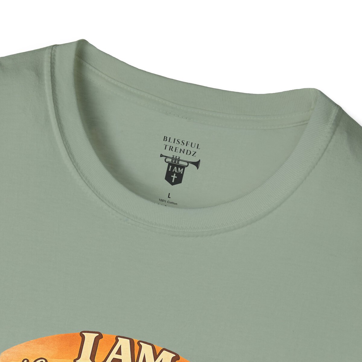 I AM Living A Christlike Life. I AM Walking Out What Was Written. A Journey From Conformity to Christ. - PSALM 40:7-8 - Scroll - Retro Sunset Grad - Unisex Softstyle T-Shirt - Image 2
