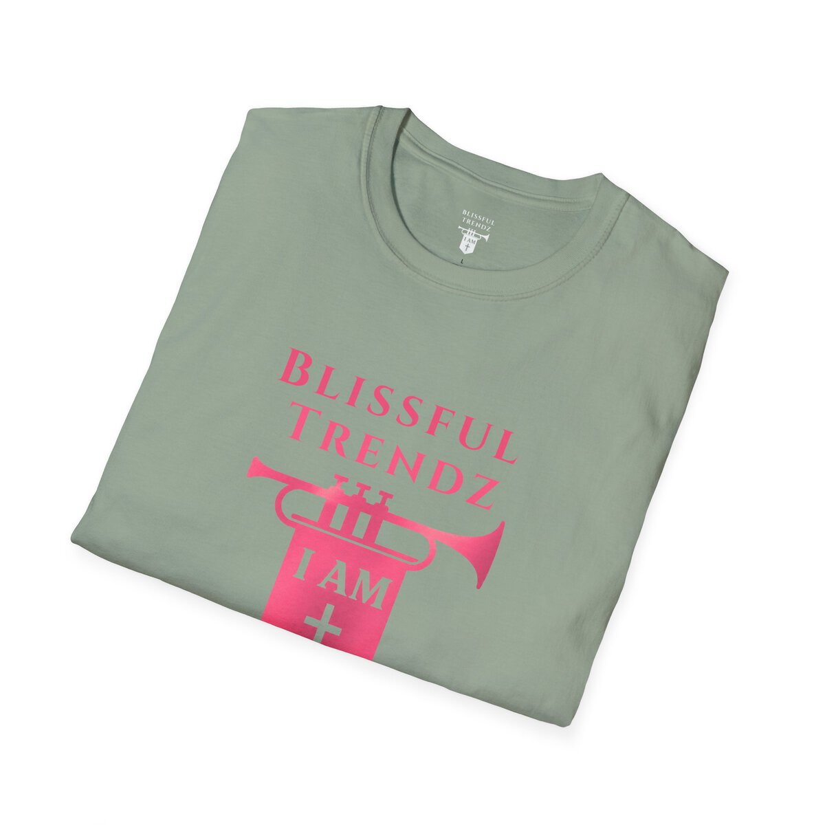 Blissful Trendz - I AM - Banners For The Battle - Raised For The Nations - PNK - Unisex Softstyle T-Shirt - Image 42