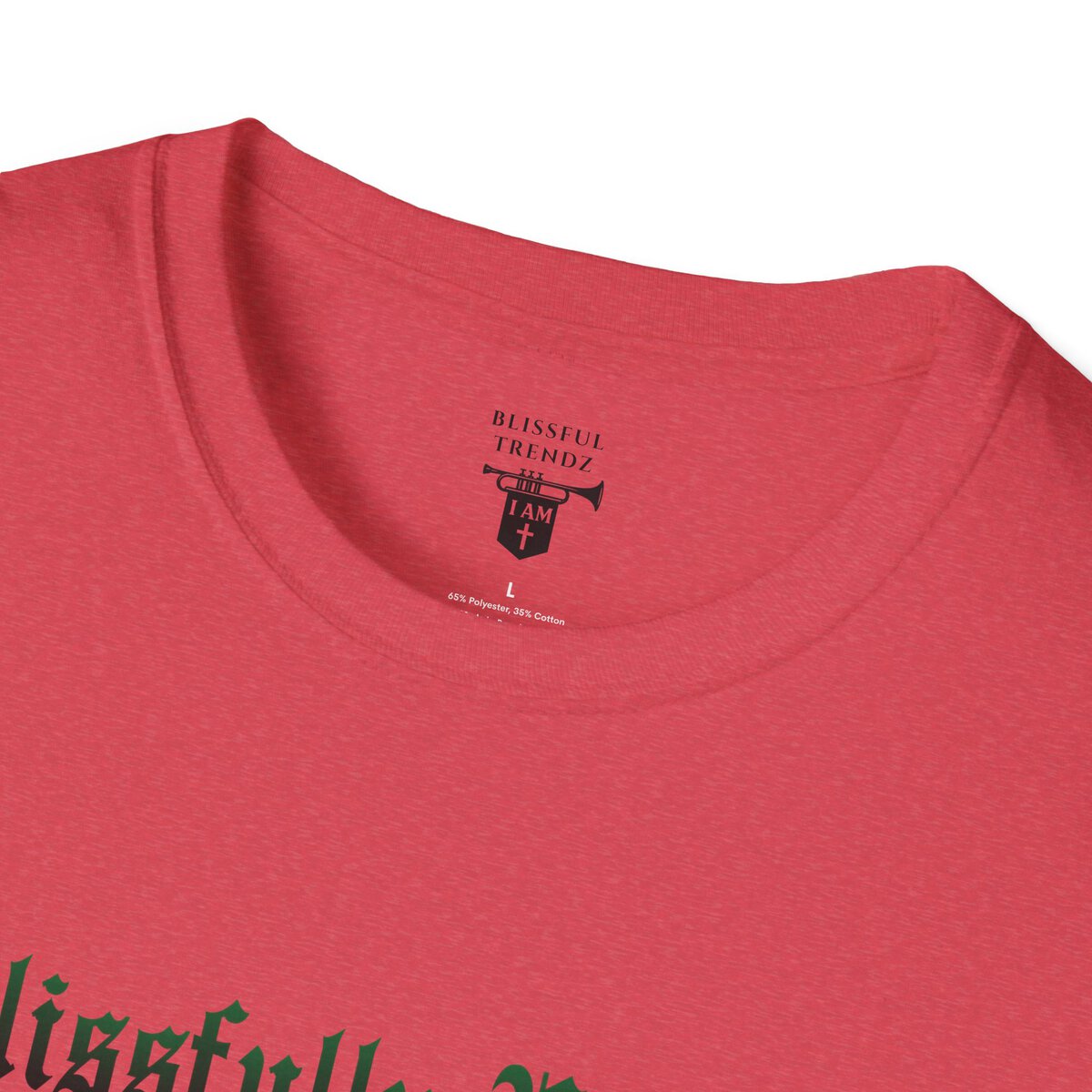 Blissfully Unique - I AM 100% By Design - Typography - GRN - Unisex Softstyle T-Shirt - Image 47