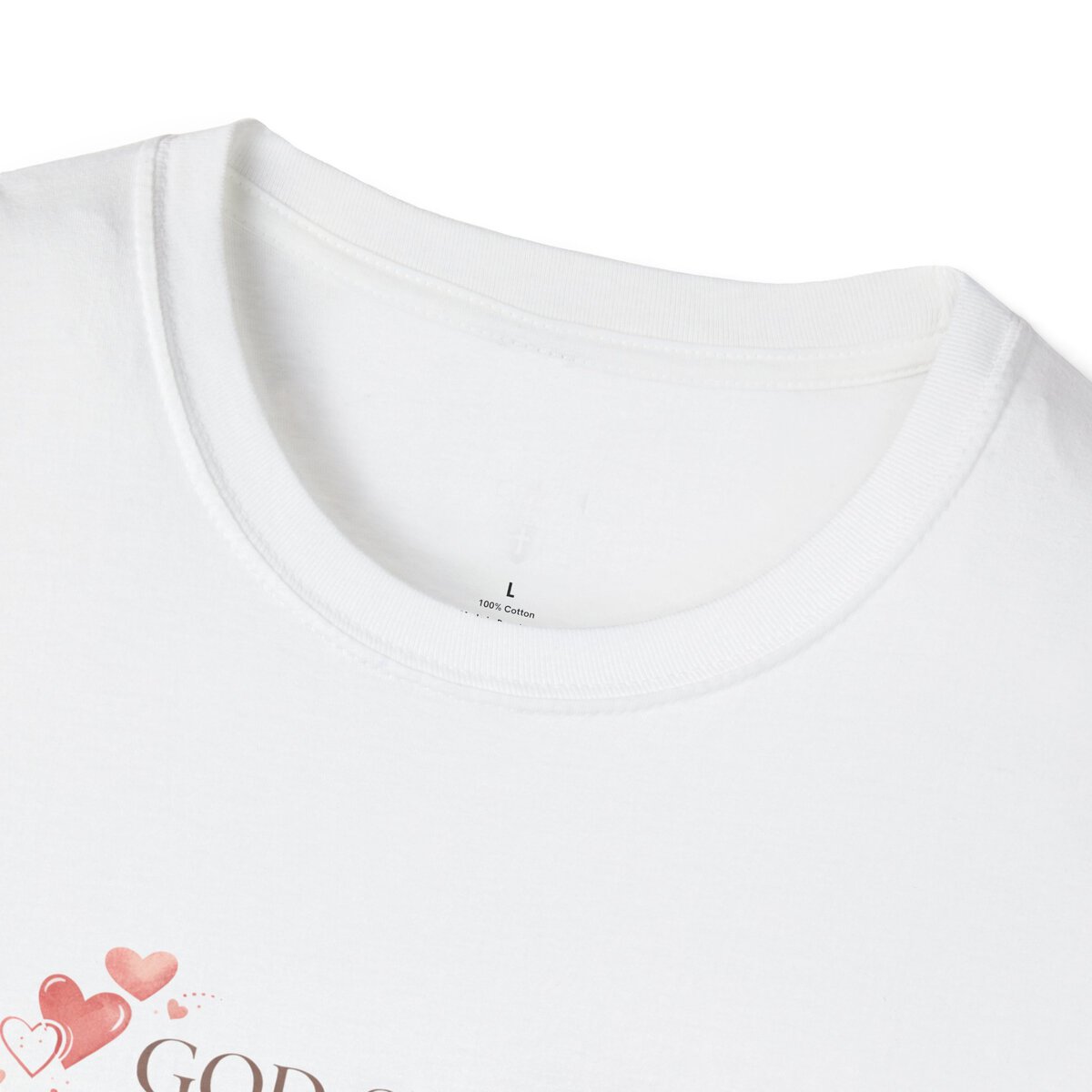God Says I AM Word Cloud - Heart Motif - Unisex Softstyle T-Shirt - Image 8