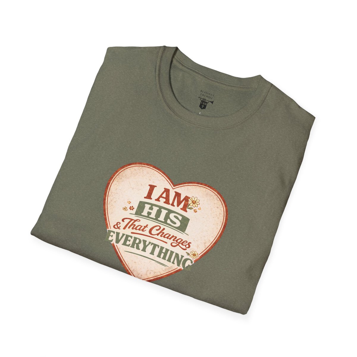 I AM His & That Changes Everything - Heart - Unisex Softstyle T-Shirt - Image 30