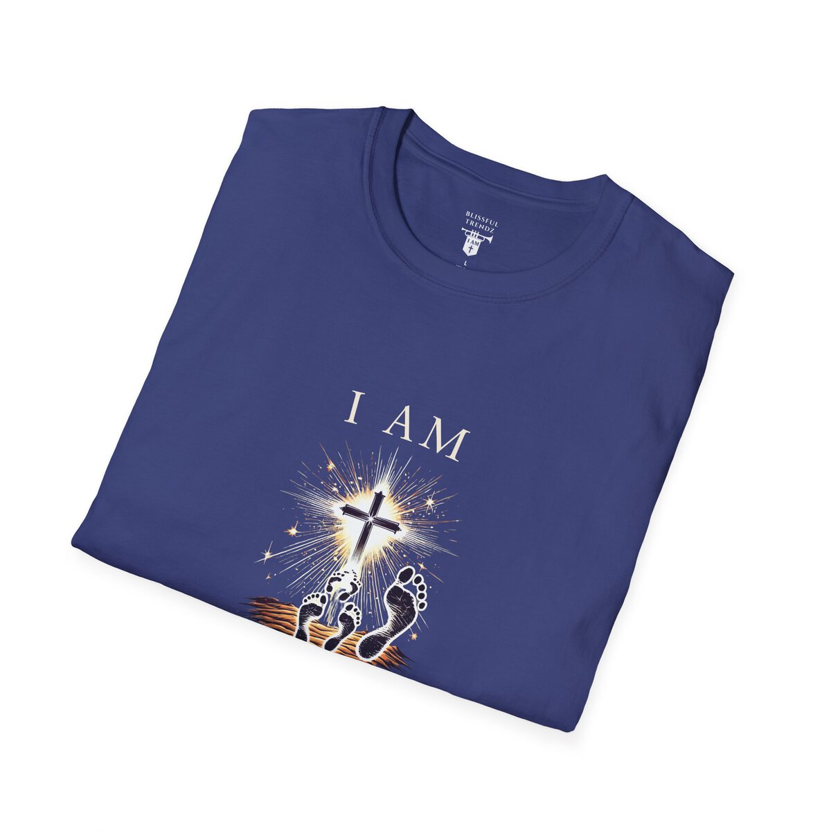 I AM Walking In Resurrection Power - Cross with Footprints - Unisex Softstyle T-Shirt - Image 30