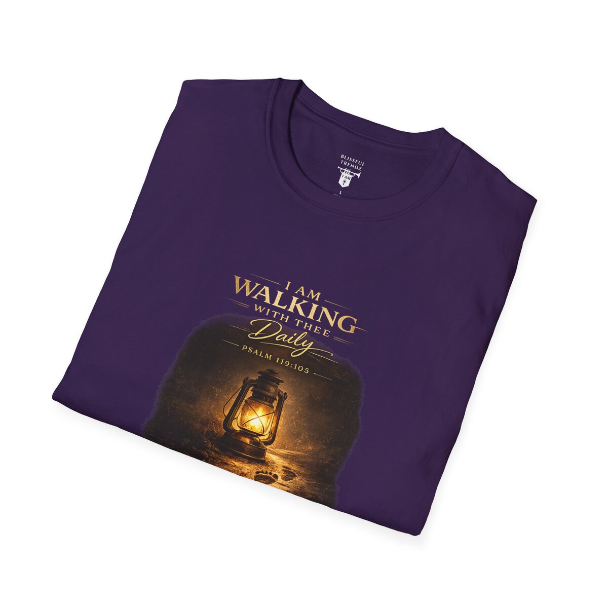I AM WALKING WITH THEE DAILY - PSALM 119:105 - LANTERN - Unisex Softstyle T-Shirt - Image 36