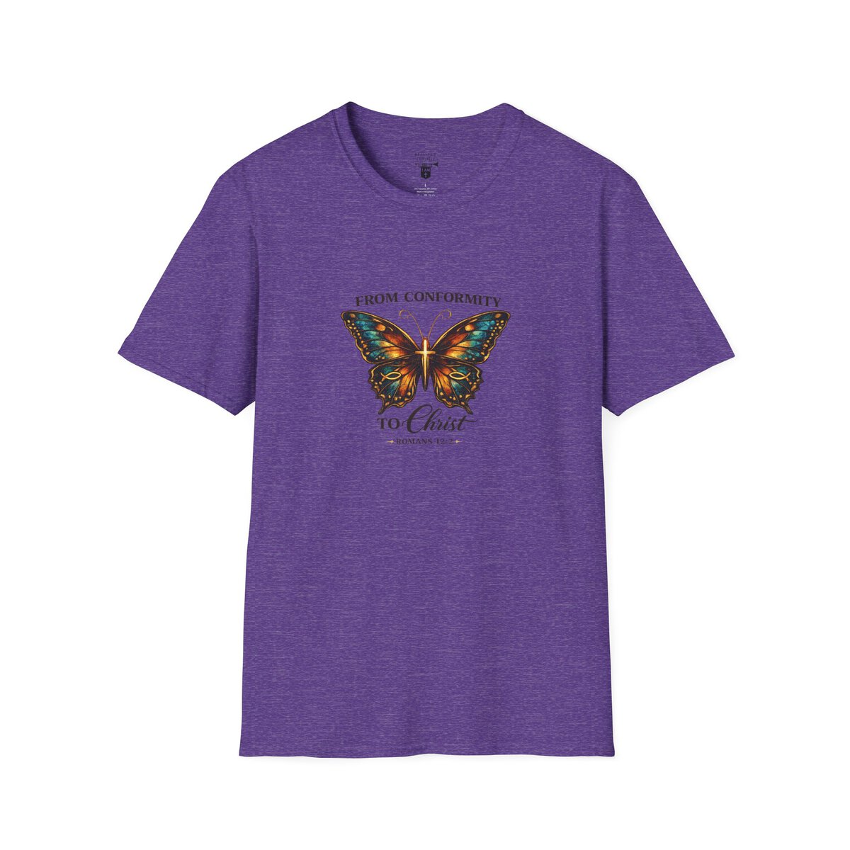 FROM CONFORMITY TO CHRIST - ROMANS 12:2 - BUTTERFLY - Unisex Softstyle T-Shirt - Image 43