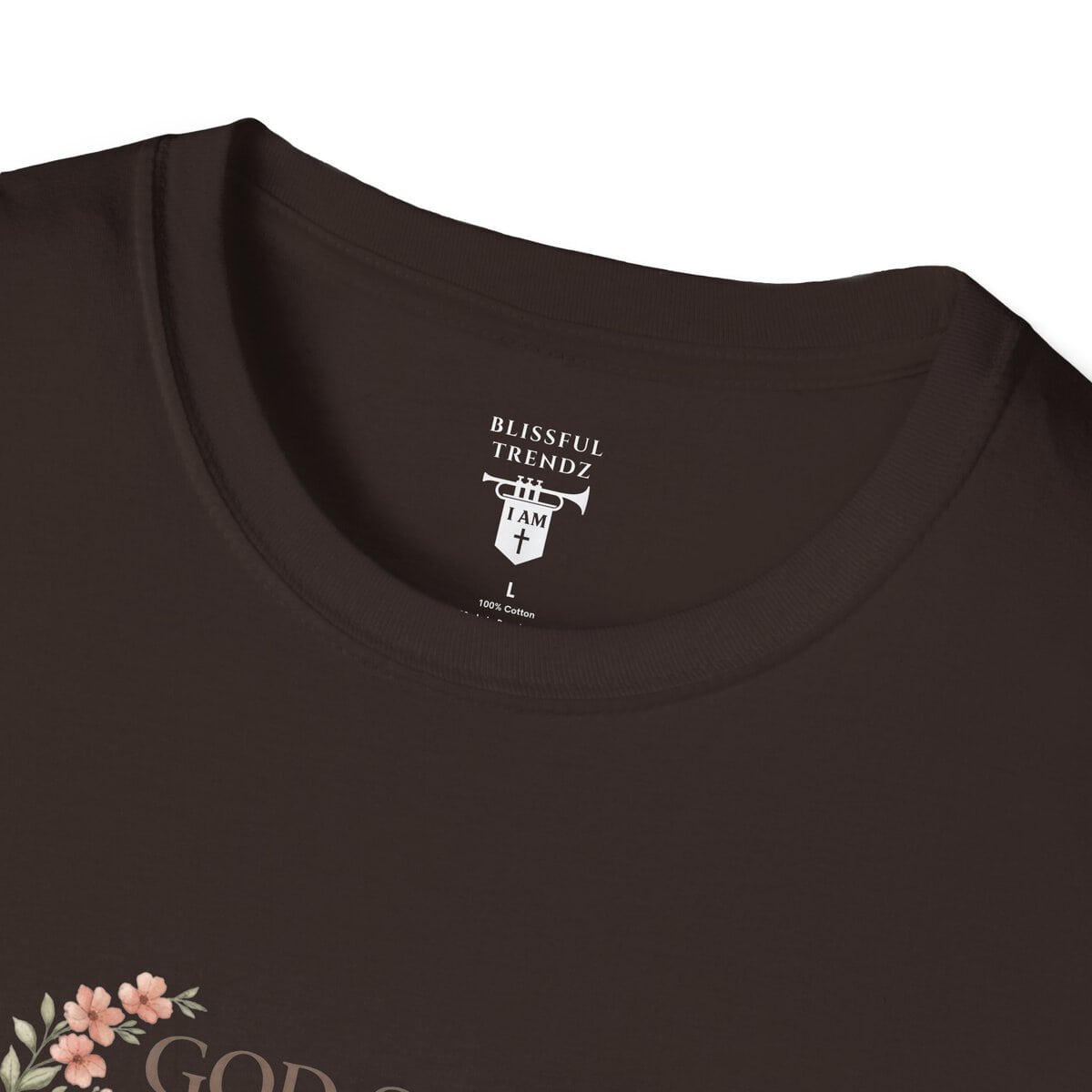 God Says I AM Word Cloud - Floral Motif - Unisex Softstyle T-Shirt - Image 11
