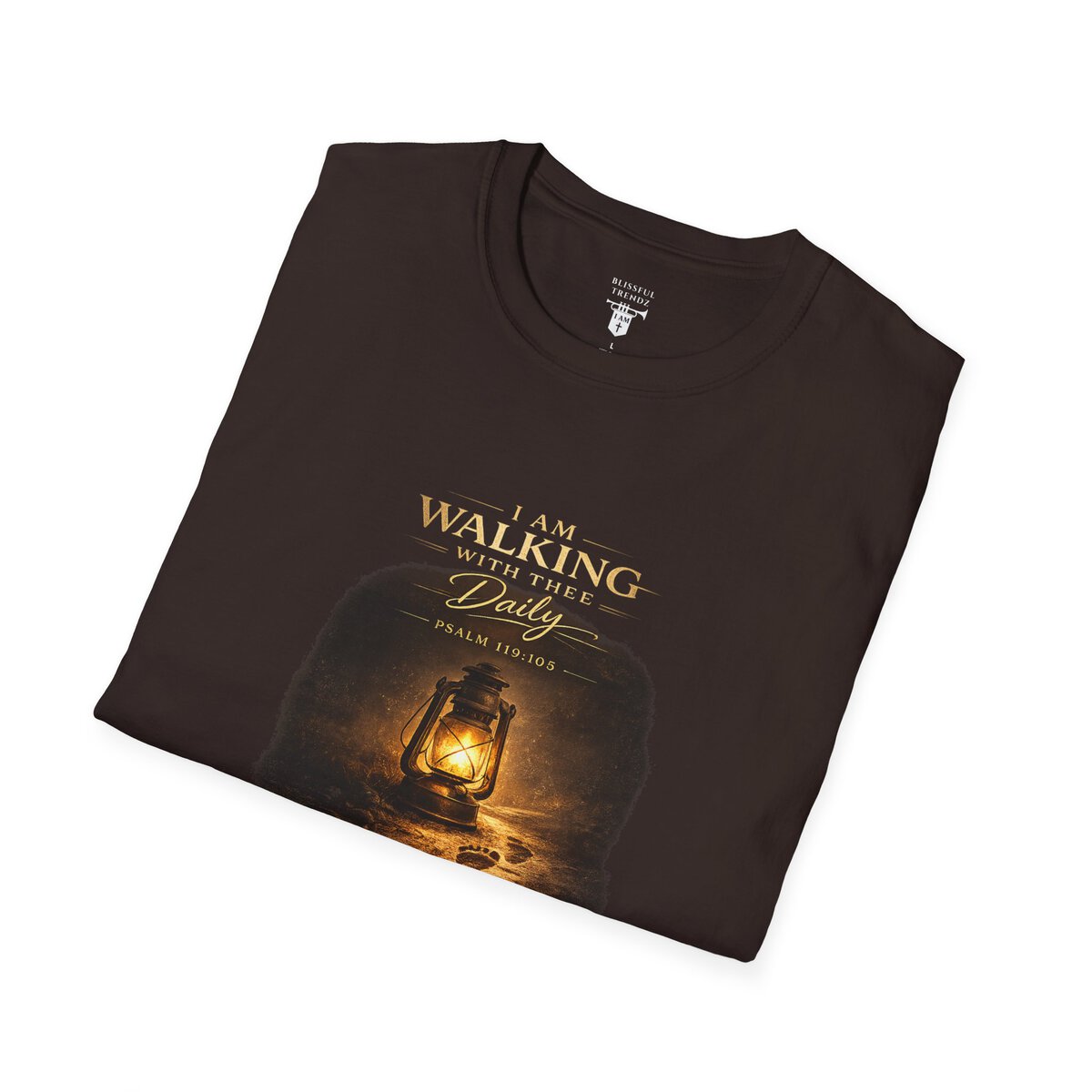 I AM WALKING WITH THEE DAILY - PSALM 119:105 - LANTERN - Unisex Softstyle T-Shirt - Image 9