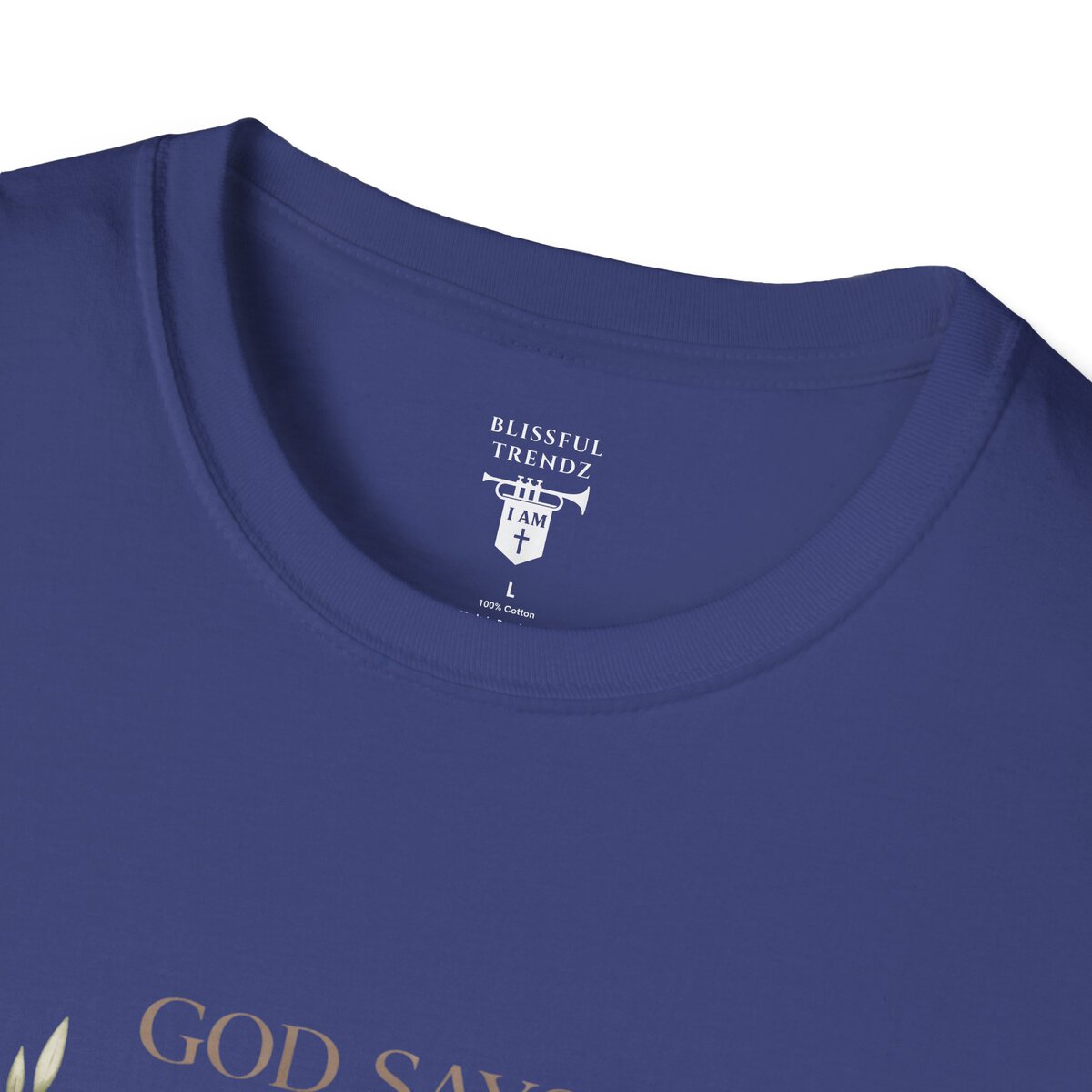 God Says I AM Word Cloud - Olive Branch Motif - Unisex Softstyle T-Shirt - Image 26