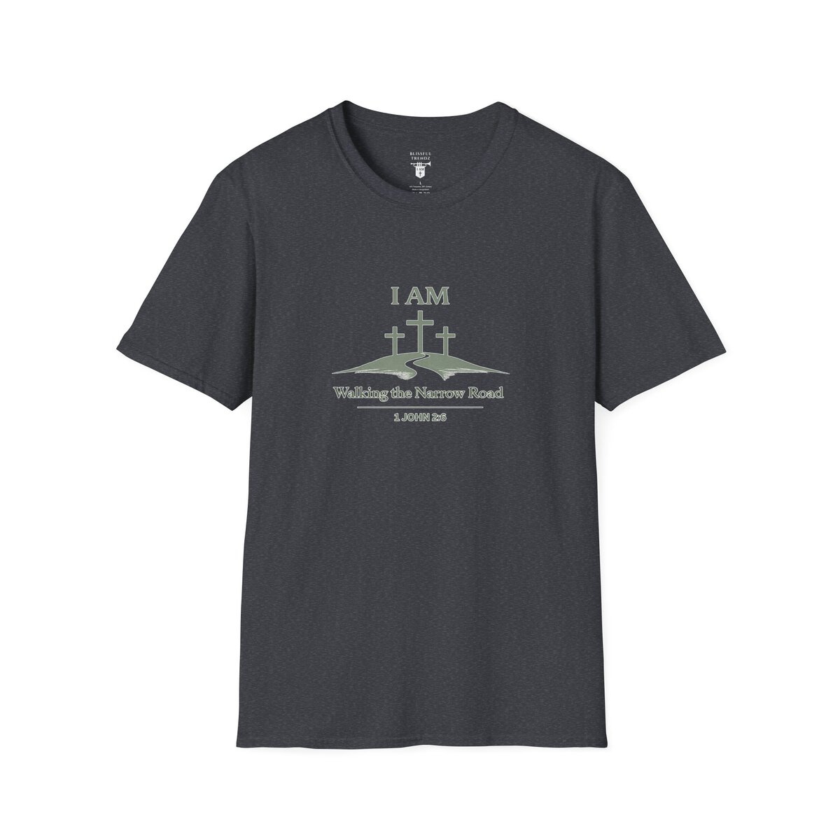I AM Walking the Narrow Road - 1 JOHN 2:6 - Cross - SGE - Unisex Softstyle T-Shirt - Image 25