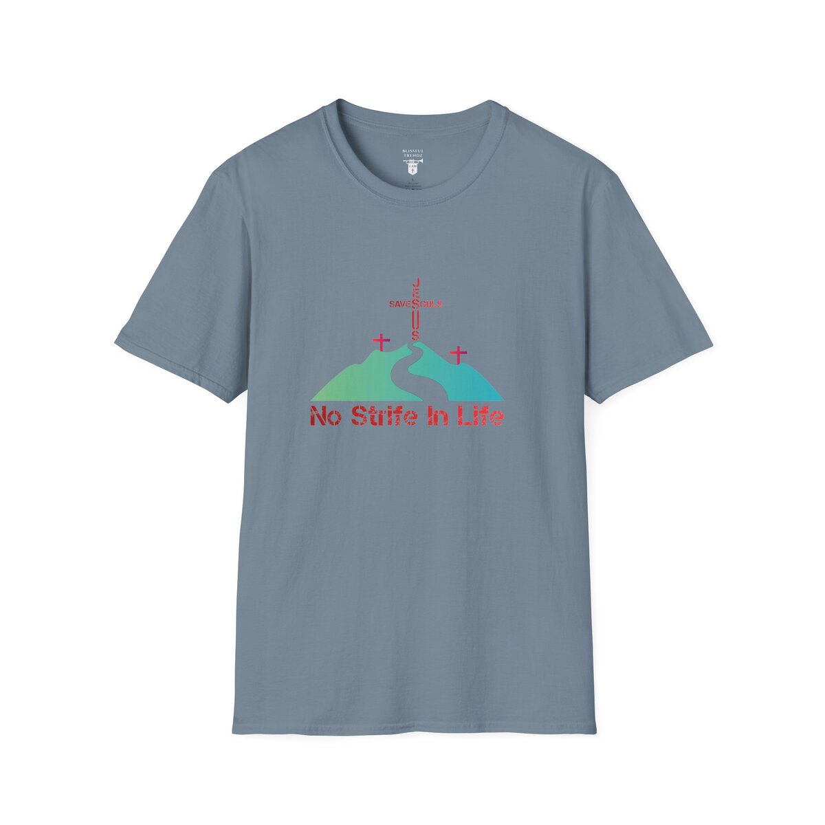 Jesus Saves Souls - No Strife In Life - RD/GRN - Unisex Softstyle T-Shirt - Image 28