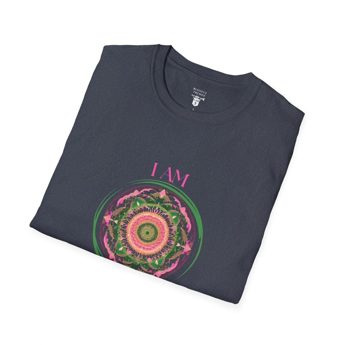 I AM 100% by Design - PNK/GRN MNDLA - Unisex Softstyle T-Shirt - Image 36