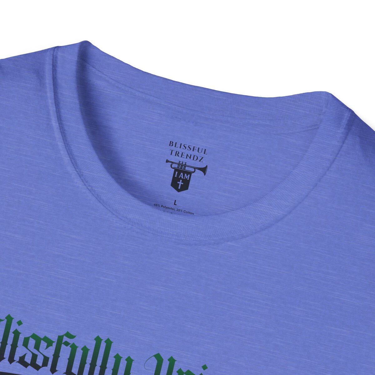 Blissfully Unique - I AM 100% By Design! - Typography - GRN/BLCK - Unisex Softstyle T-Shirt - Image 35