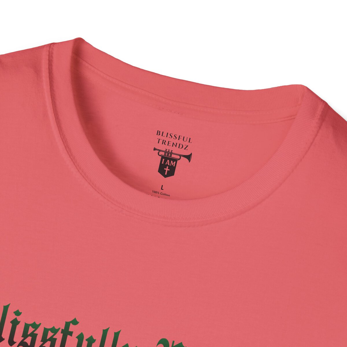 Blissfully Unique - I AM 100% By Design - Typography - GRN - Unisex Softstyle T-Shirt - Image 11