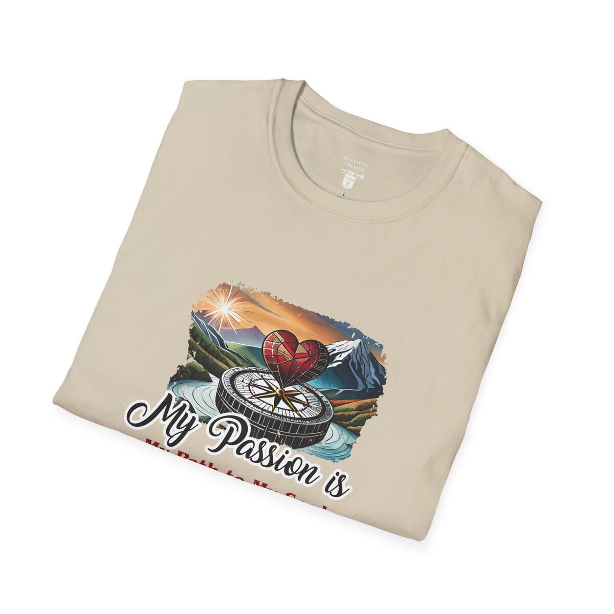 My Passion is My Path to My Soul - Compass with Heart - Unisex Softstyle T-Shirt - Image 9