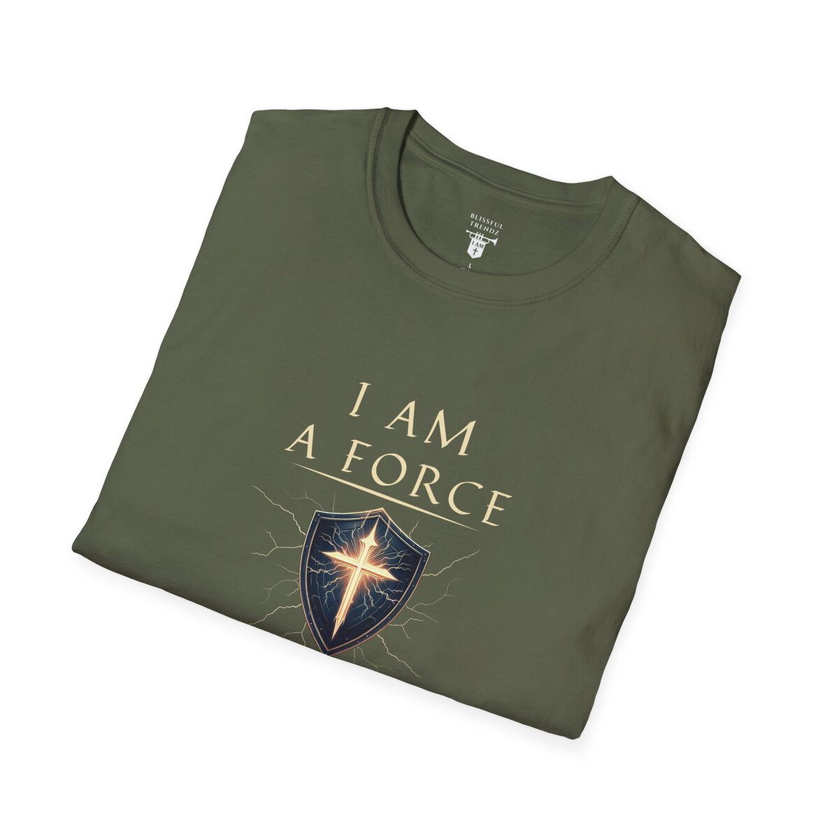 I AM A Force Heaven Recognizes and Hell Fears - Shield with Cross - Unisex Softstyle T-Shirt - Image 12