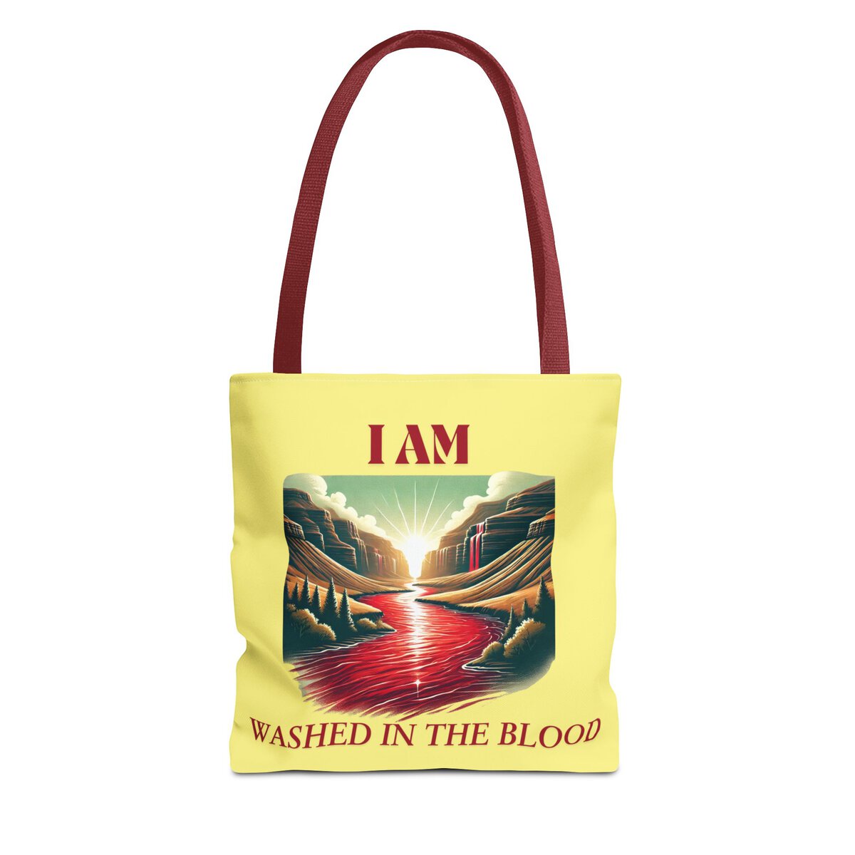 I AM Washed In The Blood - River - YLW - Tote Bag (AOP)