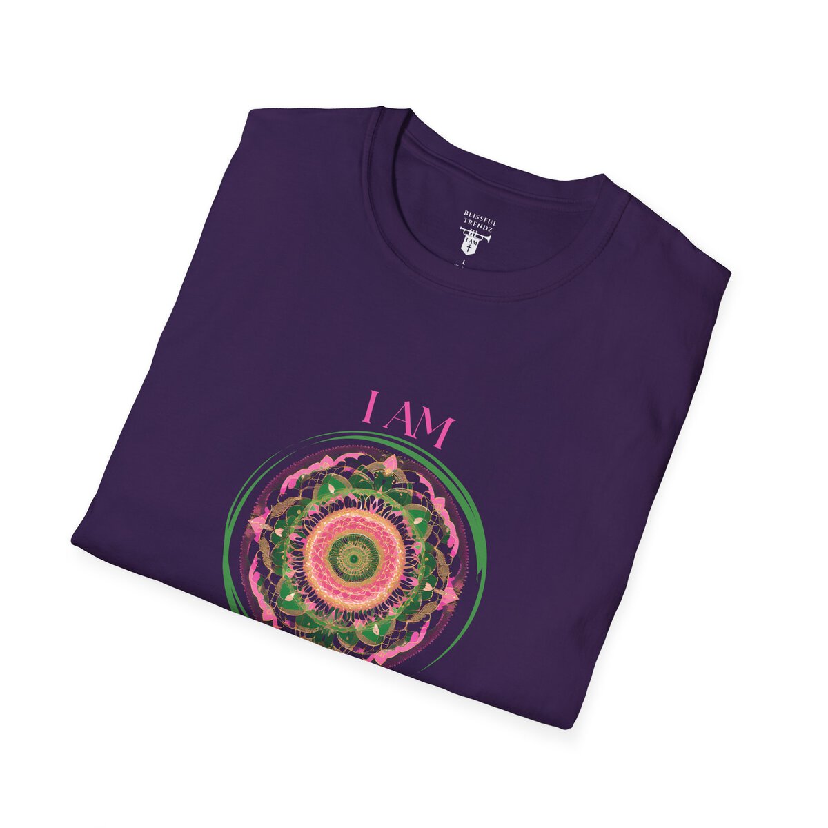 I AM 100% by Design - PNK/GRN MNDLA - Unisex Softstyle T-Shirt - Image 3