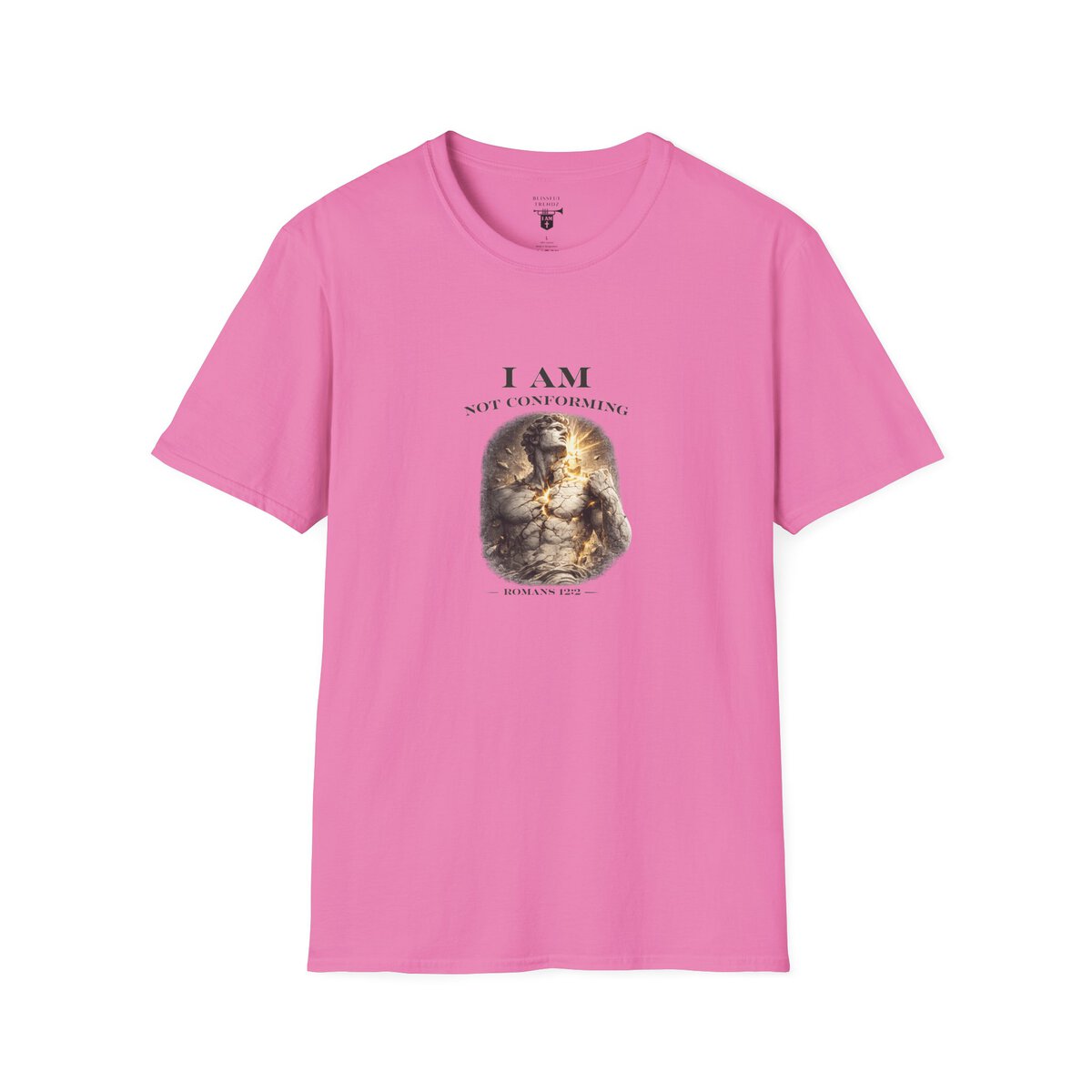 I AM NOT CONFORMING - ROMANS 12:2 - STATUE - Unisex Softstyle T-Shirt - Image 43