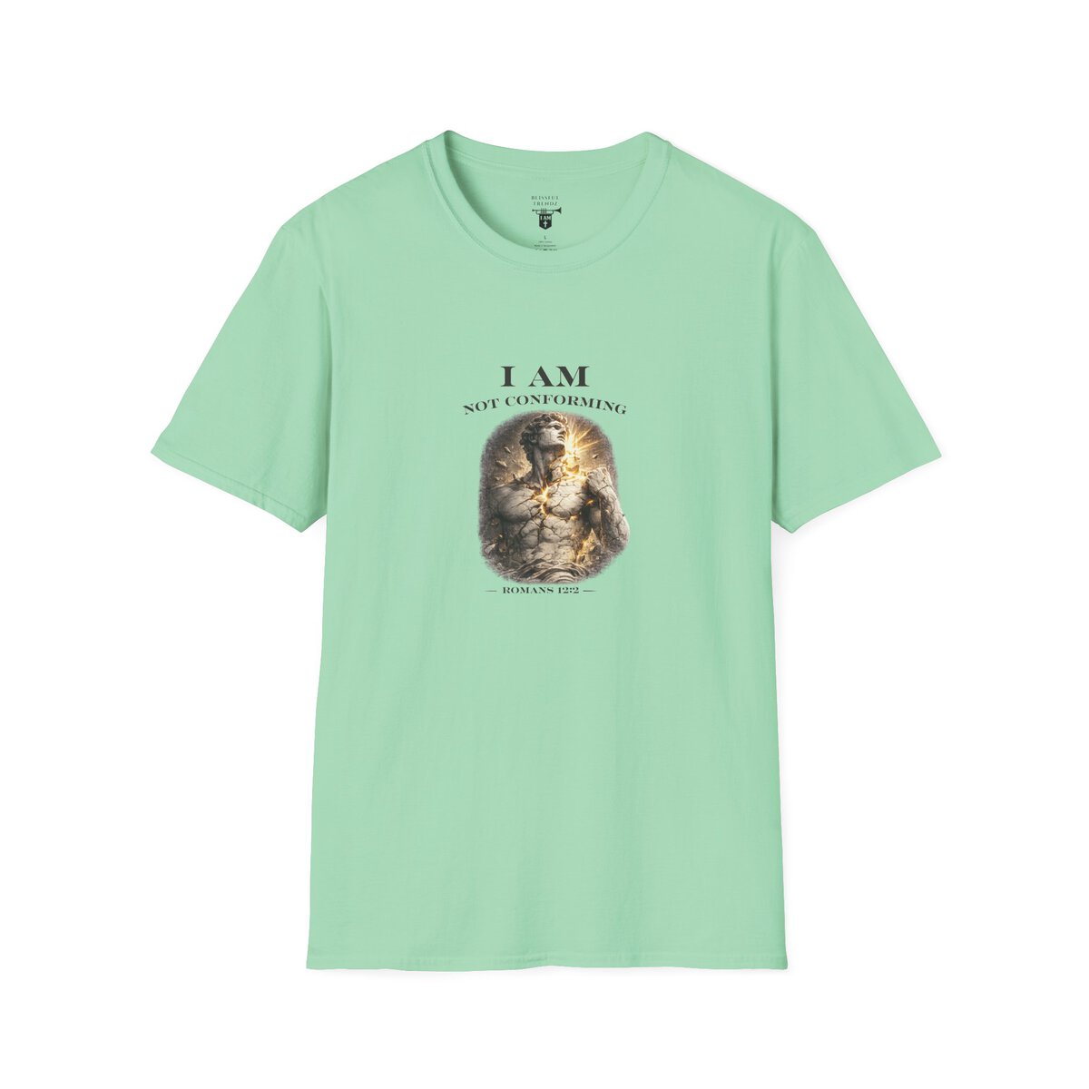 I AM NOT CONFORMING - ROMANS 12:2 - STATUE - Unisex Softstyle T-Shirt - Image 22