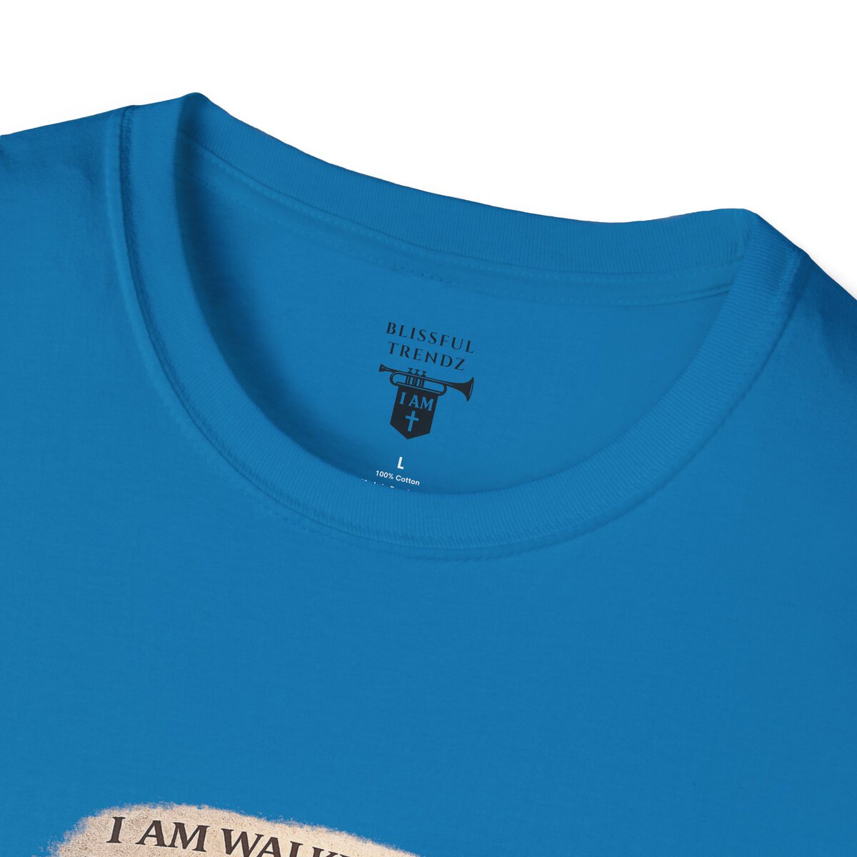 I AM WALKING OUT WHAT WAS WRITTEN - WALK AS HE WALKED - 1 JOHN 2:6 - IMPRINT OF SANDALS W/CROSS - MNCHRM - Unisex Softstyle T-Shirt - Image 35