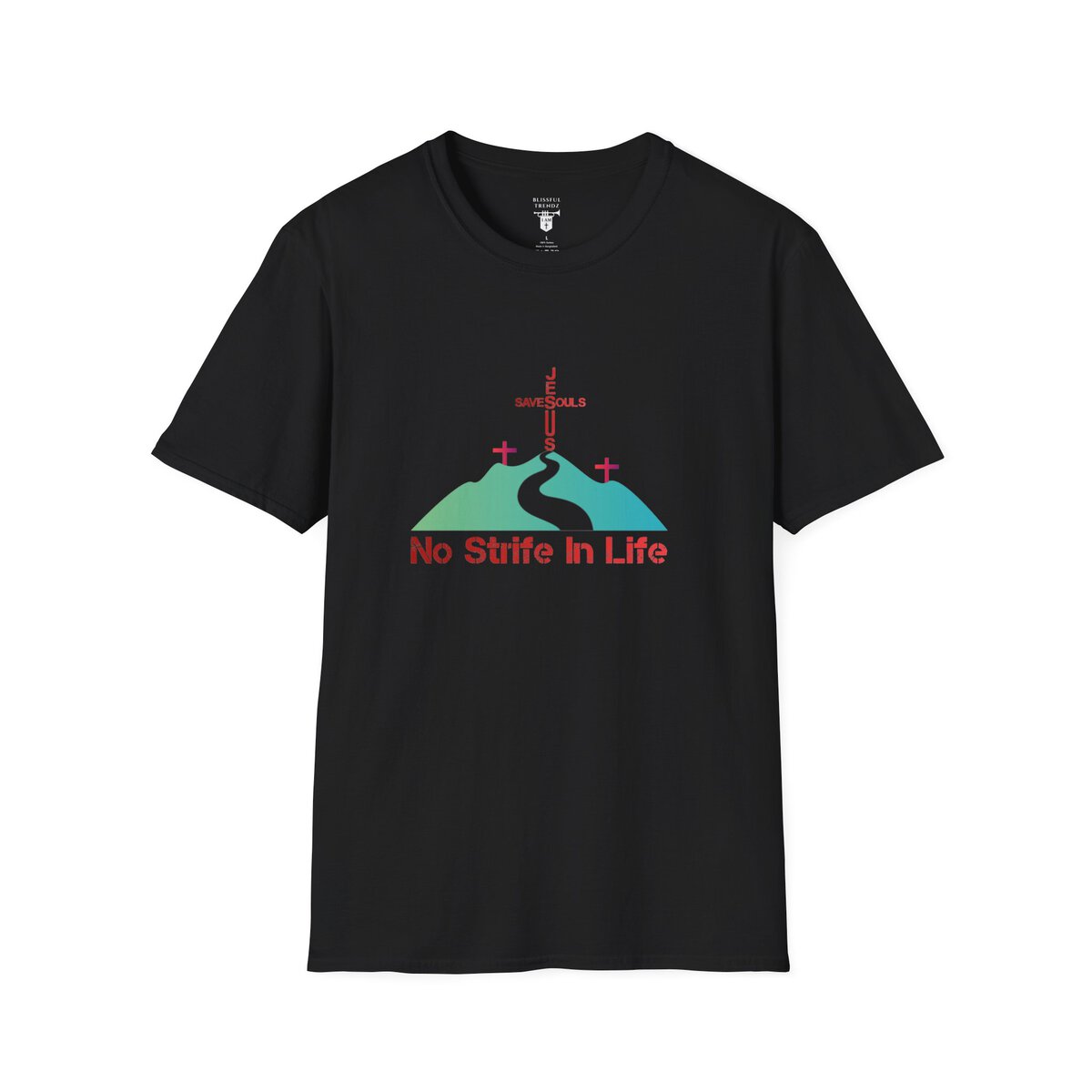 Jesus Saves Souls - No Strife In Life - RD/GRN - Unisex Softstyle T-Shirt - Image 4