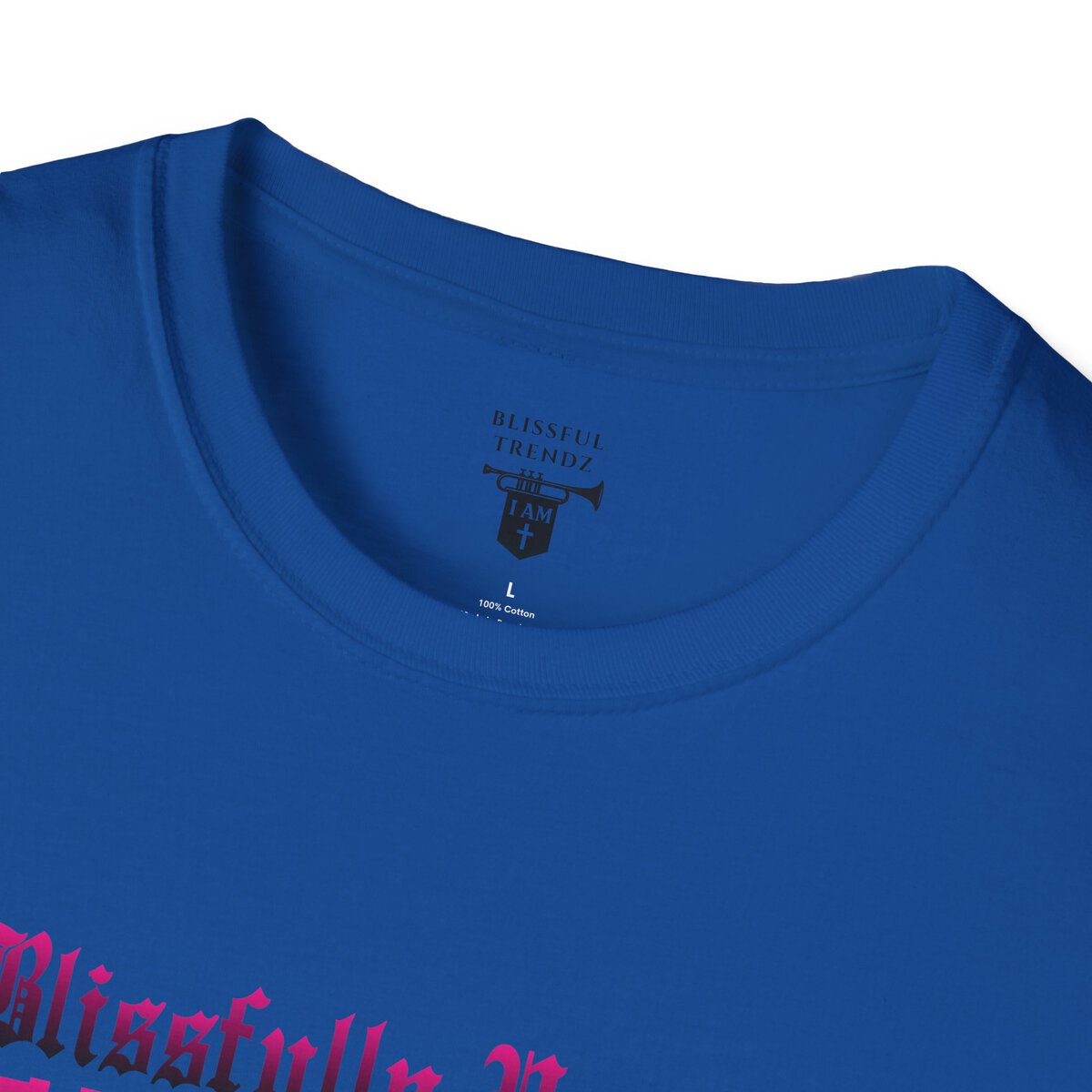Blissfully Unique - I AM 100% by Design - Typography - DRK PNK - Unisex Softstyle T-Shirt - Image 44