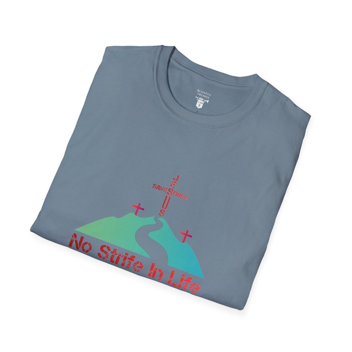 Jesus Saves Souls - No Strife In Life - RD/GRN - Unisex Softstyle T-Shirt - Image 30