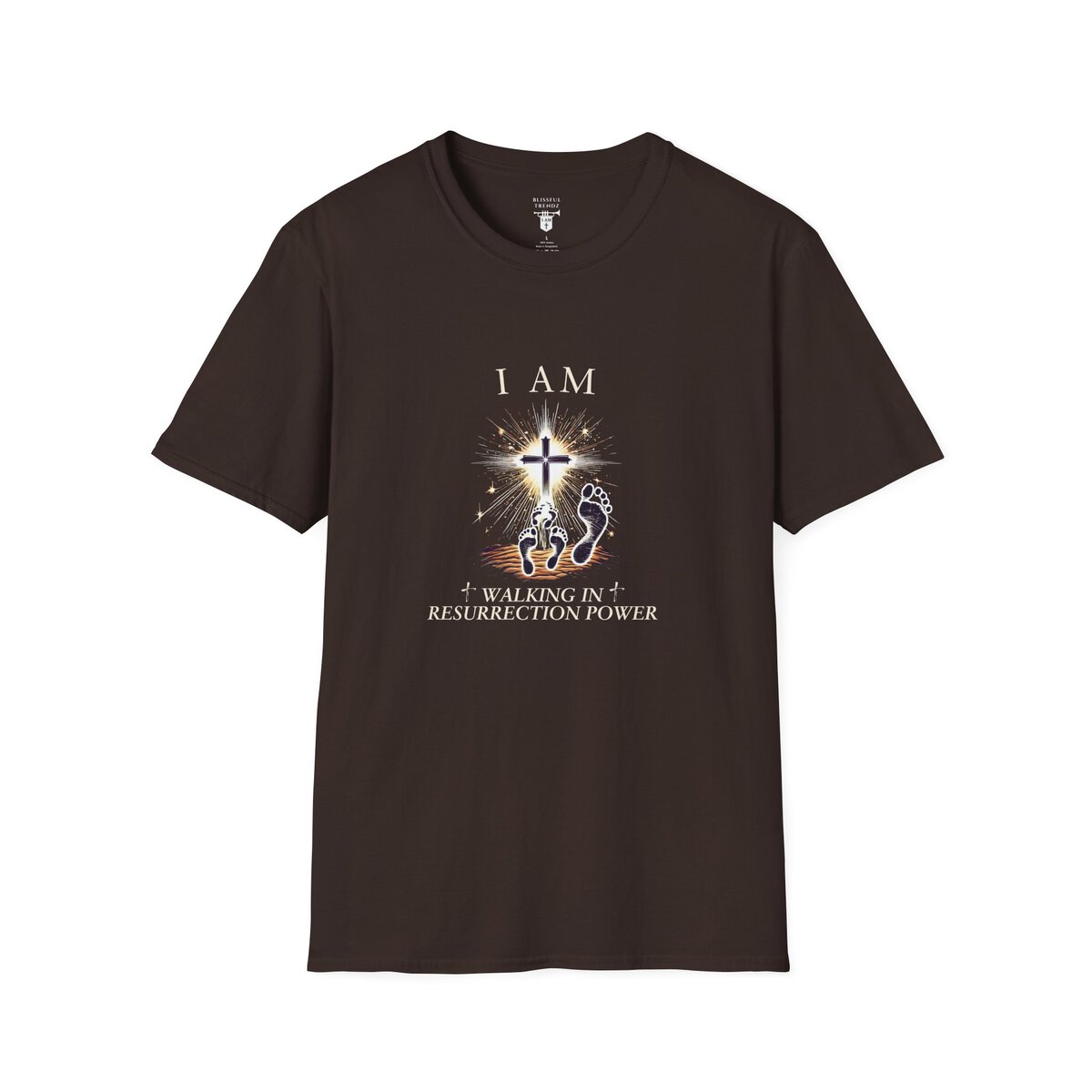 I AM Walking In Resurrection Power - Cross with Footprints - Unisex Softstyle T-Shirt - Image 10