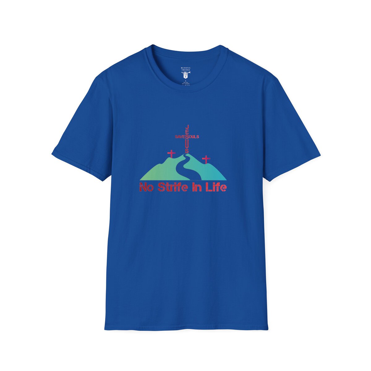 Jesus Saves Souls - No Strife In Life - RD/GRN - Unisex Softstyle T-Shirt - Image 31