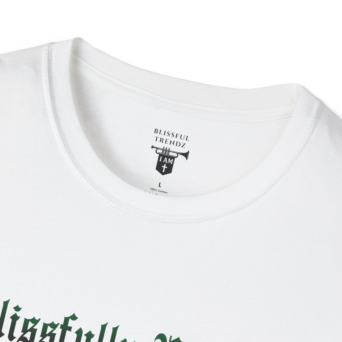 Blissfully Unique - I AM 100% By Design - Typography - GRN - Unisex Softstyle T-Shirt - Image 8