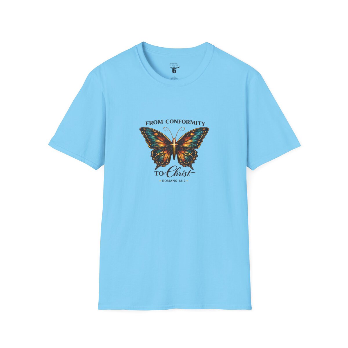 FROM CONFORMITY TO CHRIST - ROMANS 12:2 - BUTTERFLY - Unisex Softstyle T-Shirt - Image 34