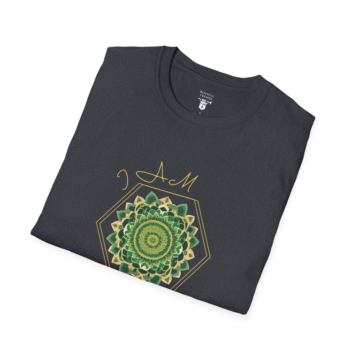I AM 100% by Design - GRN/GLD - MNDLA - Unisex Softstyle T-Shirt - Image 27